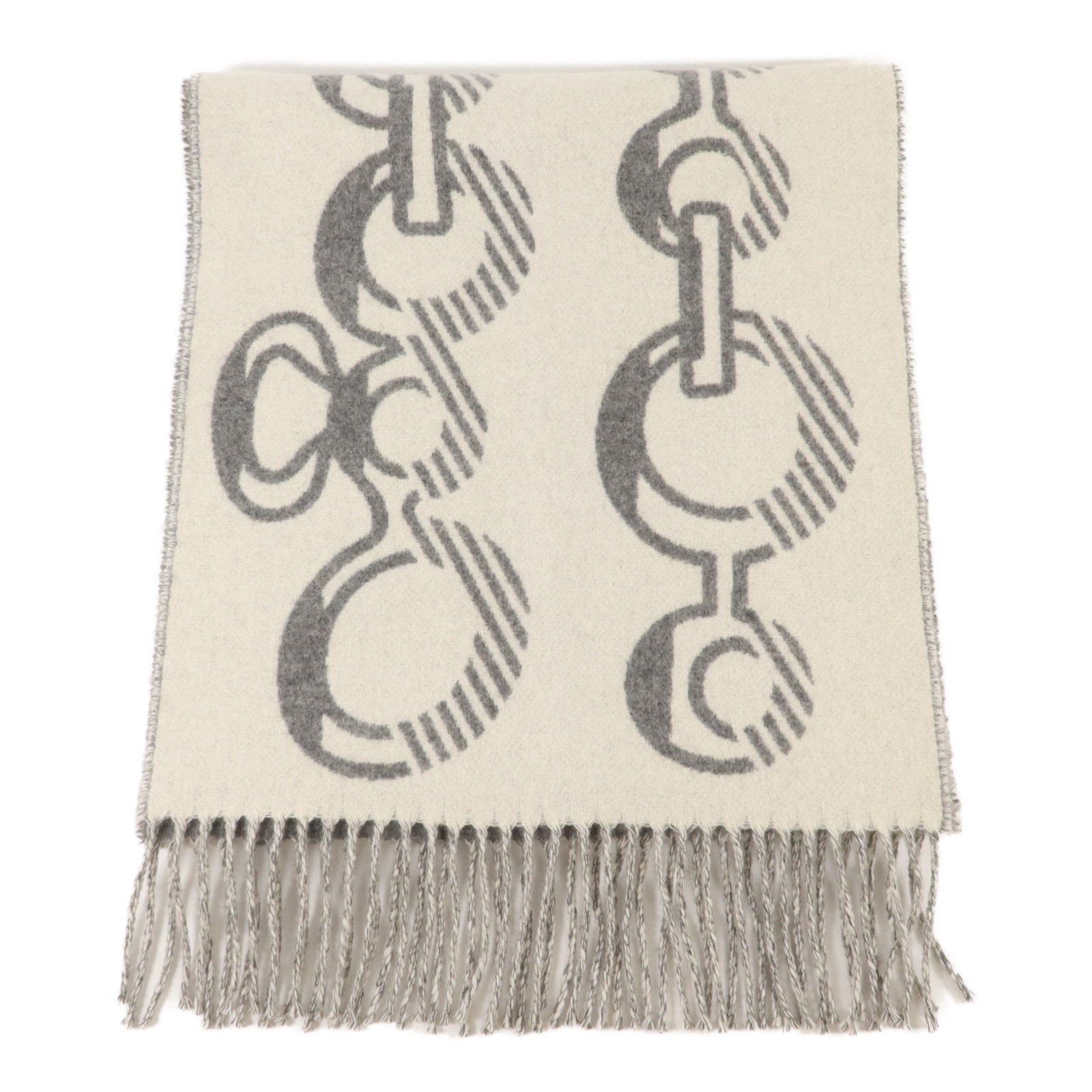 HERMES 羊絨Casaque Do Re Boucles Scarf 30x140頸巾