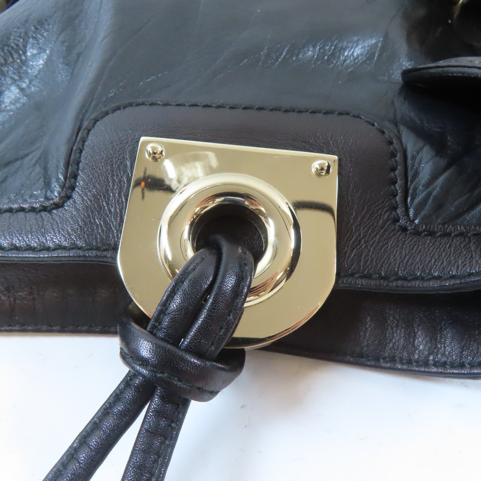 GUCCI 牛皮皮革Indy Babouska金扣手挽肩背兩用袋黑色