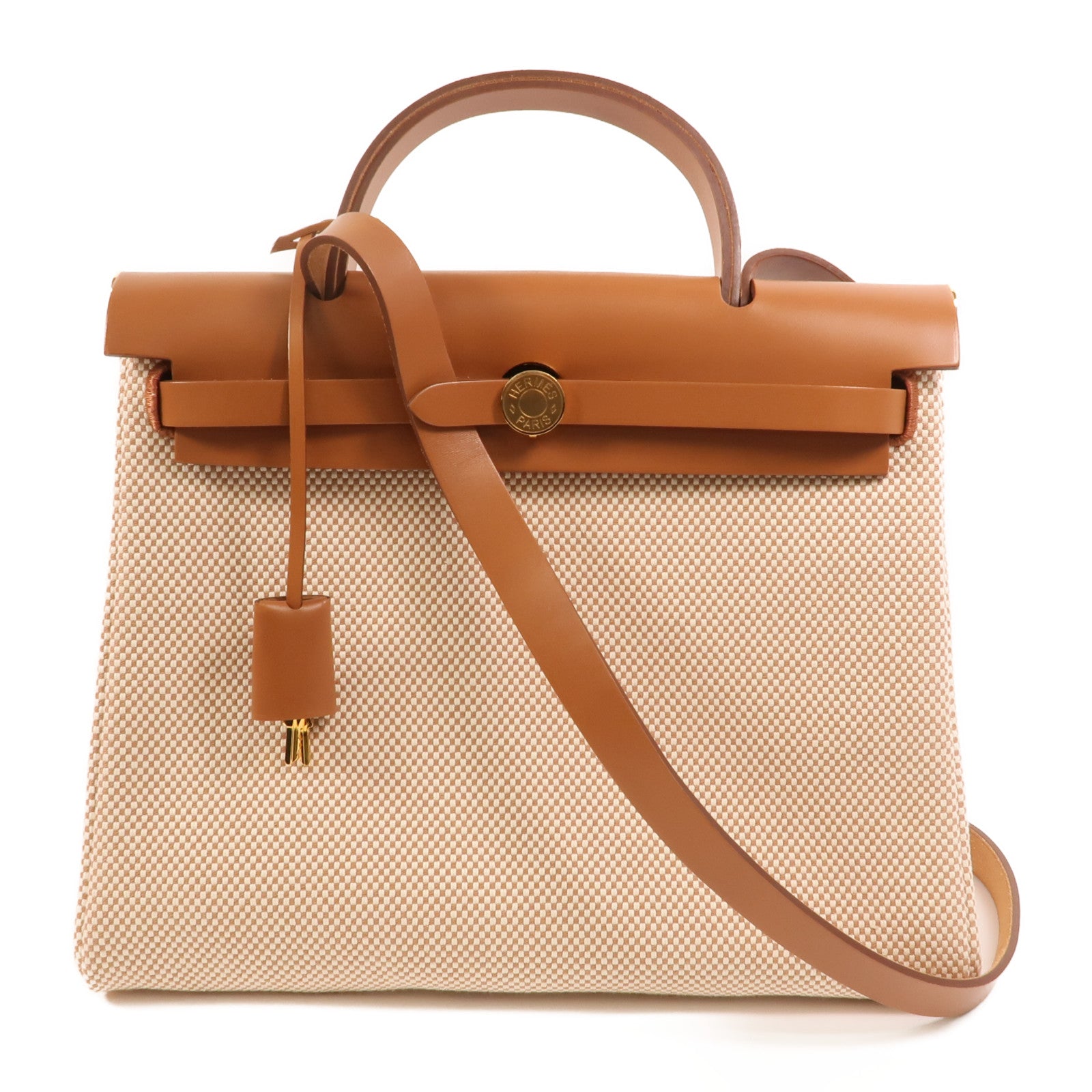 HERMES 帆布Herbag PM金扣手挽肩背兩用袋