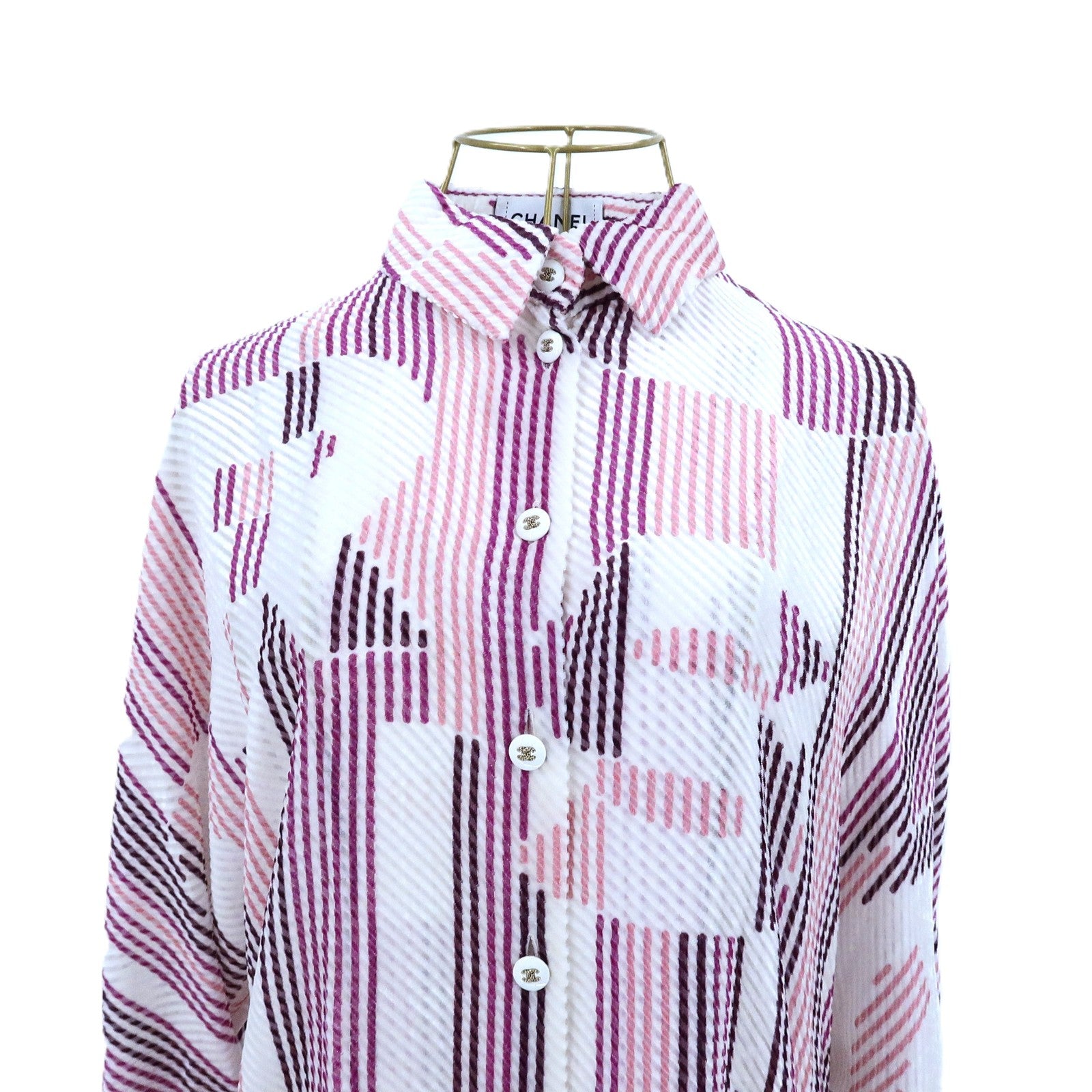 CHANEL Viscose/Silk Striped Blouse上衣