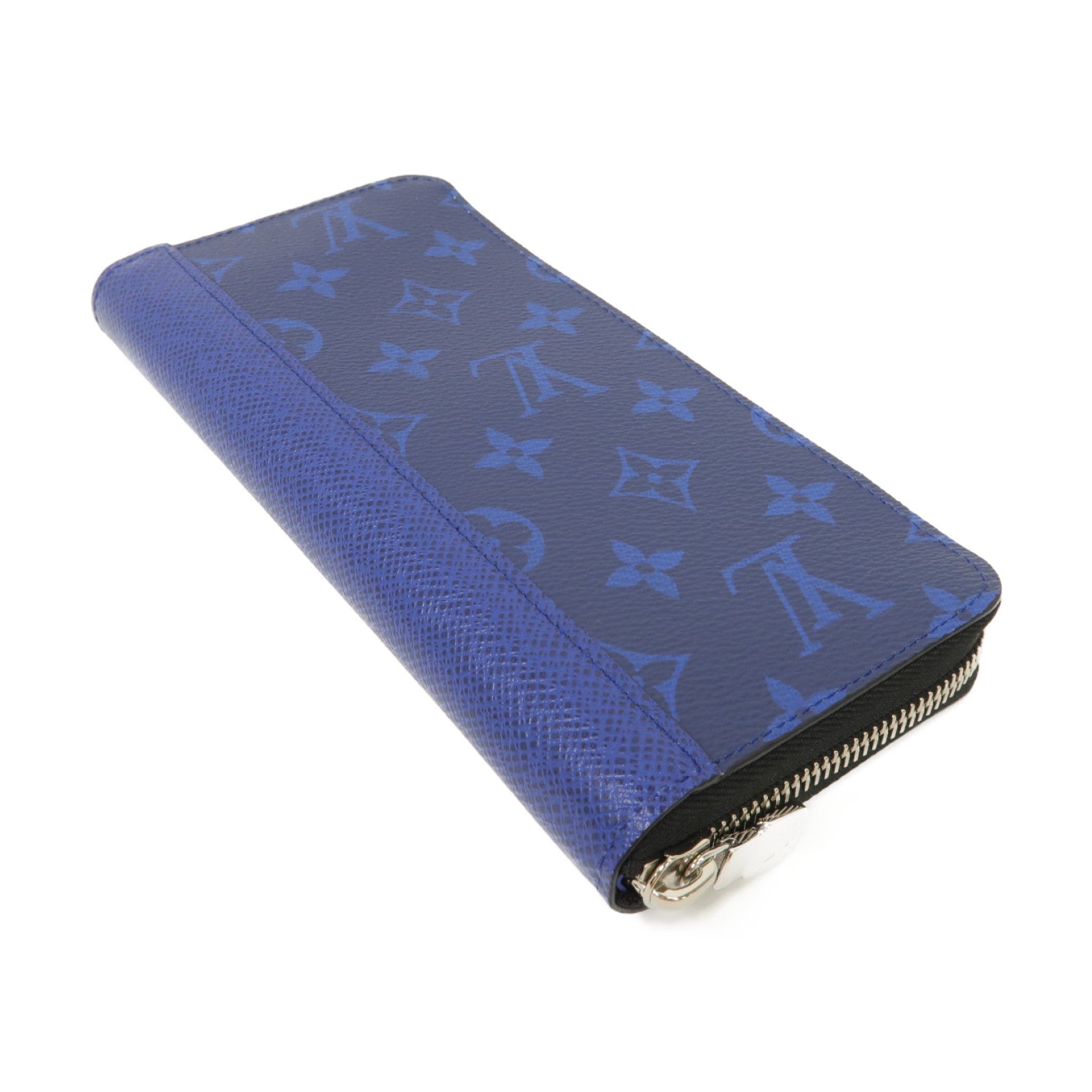 LOUIS VUITTON Taigarama Zippy Wallet Vertical銀扣長錢包藍色