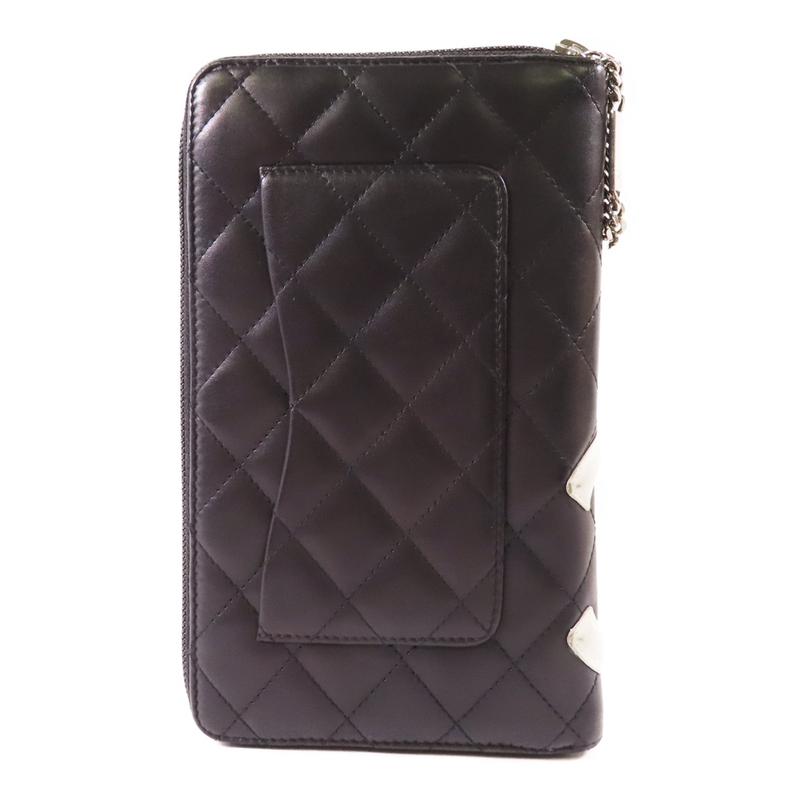 CHANEL 牛皮皮革Cambon Zipper Wallet銀扣長錢包