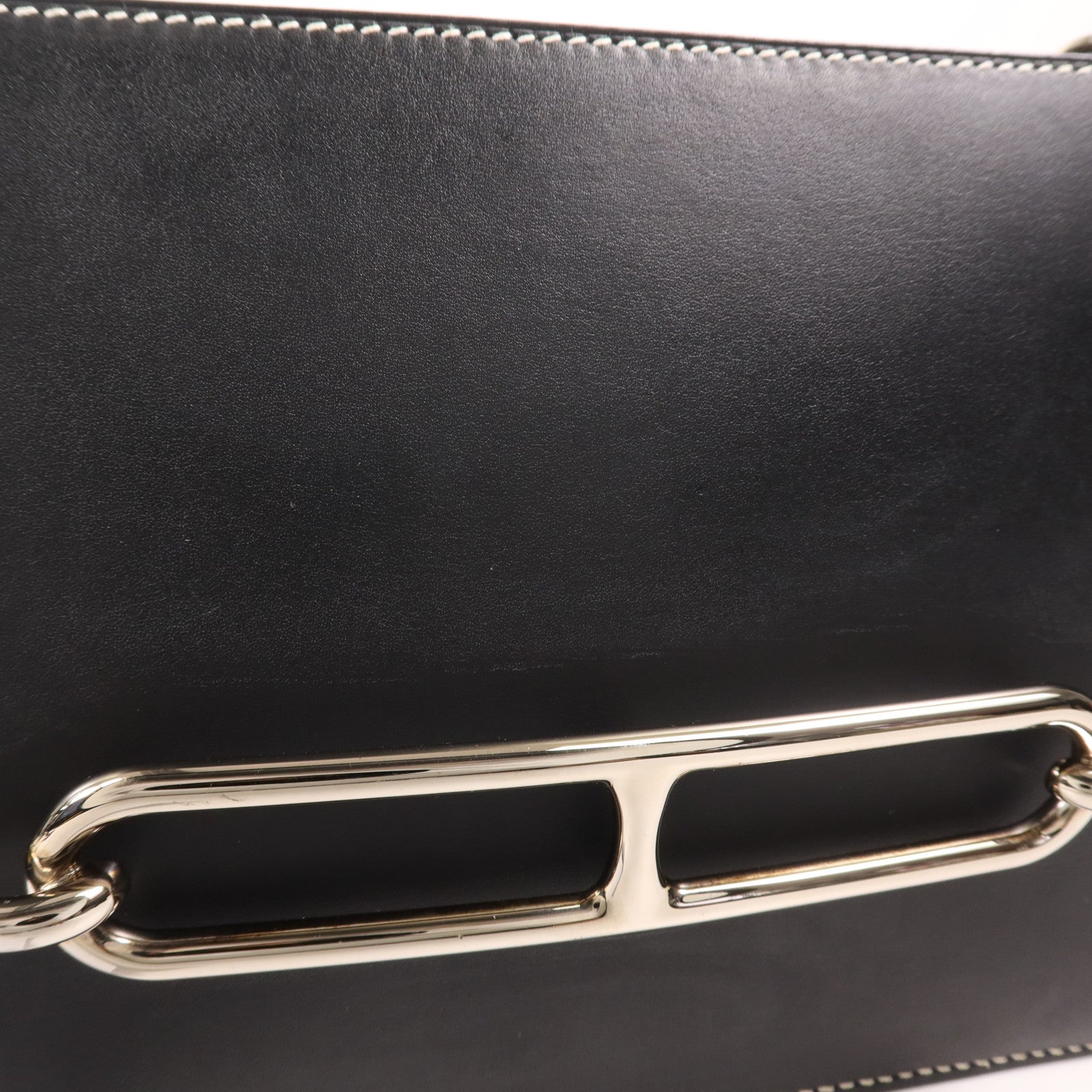 HERMES Sombrero皮革Roulis 23銀扣肩背袋Noir