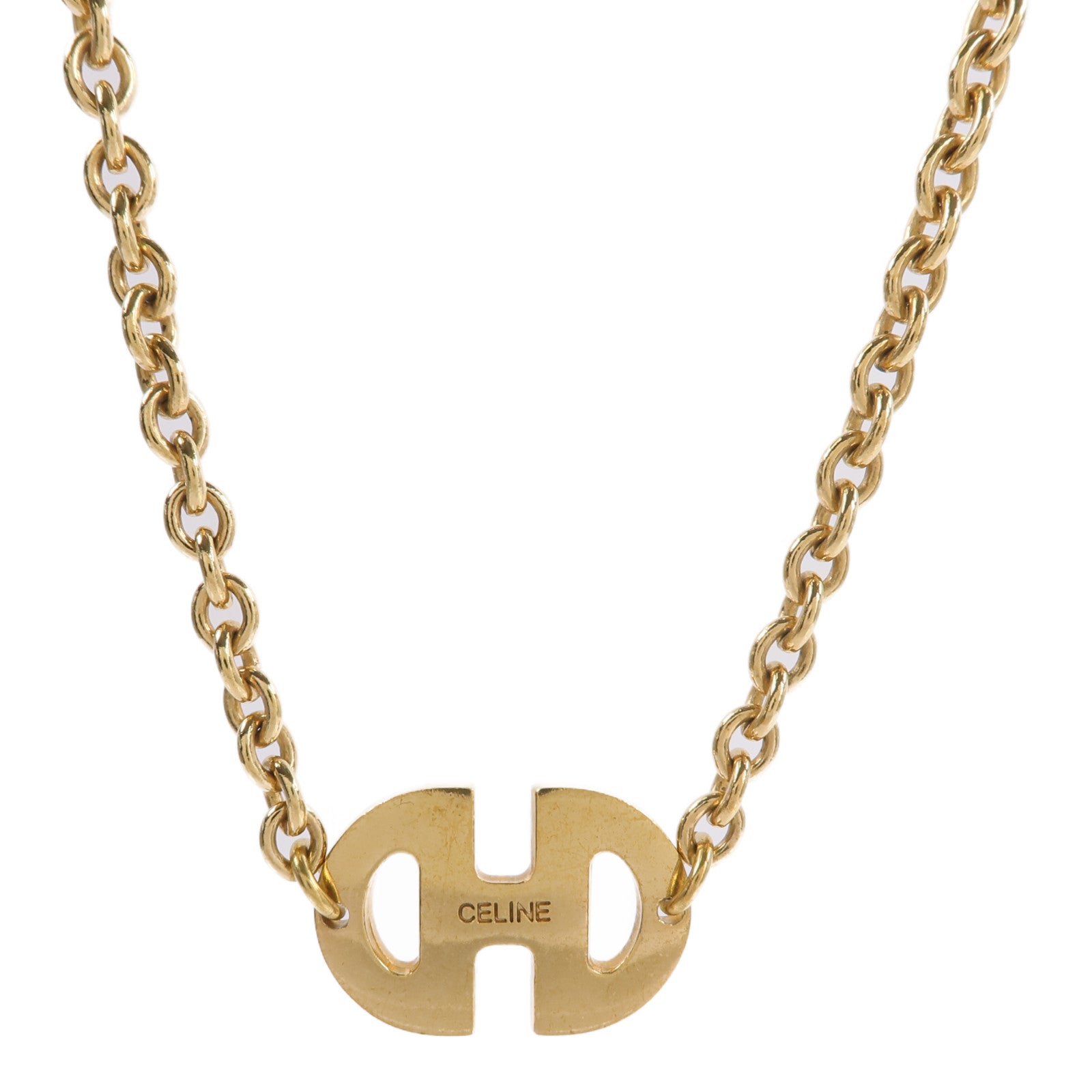 CELINE 金屬Vintage Logo Gold Chain Necklace項鍊