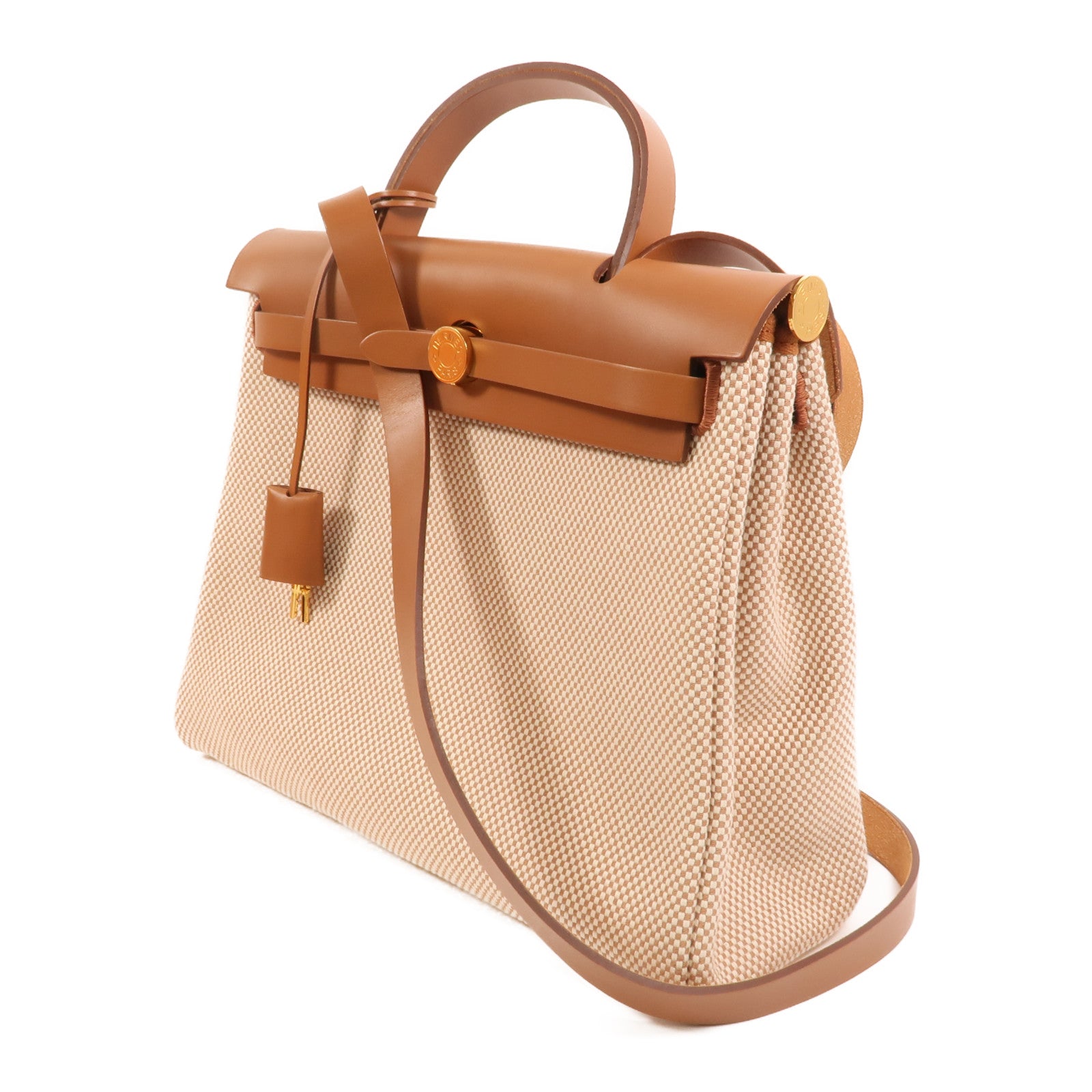 HERMES 帆布Herbag PM金扣手挽肩背兩用袋