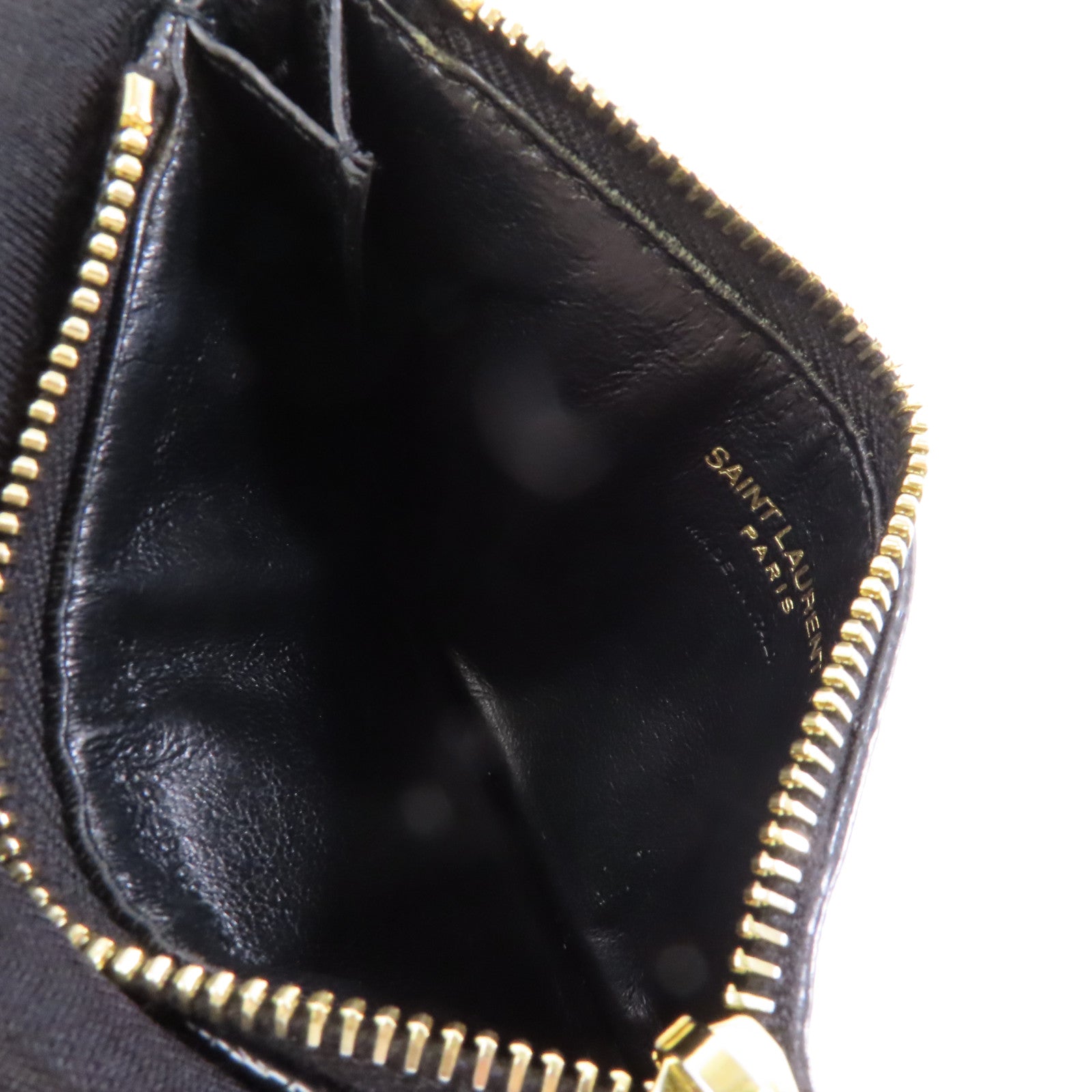 SAINT LAURENT 牛皮皮革Card Case金扣卡片套黑色