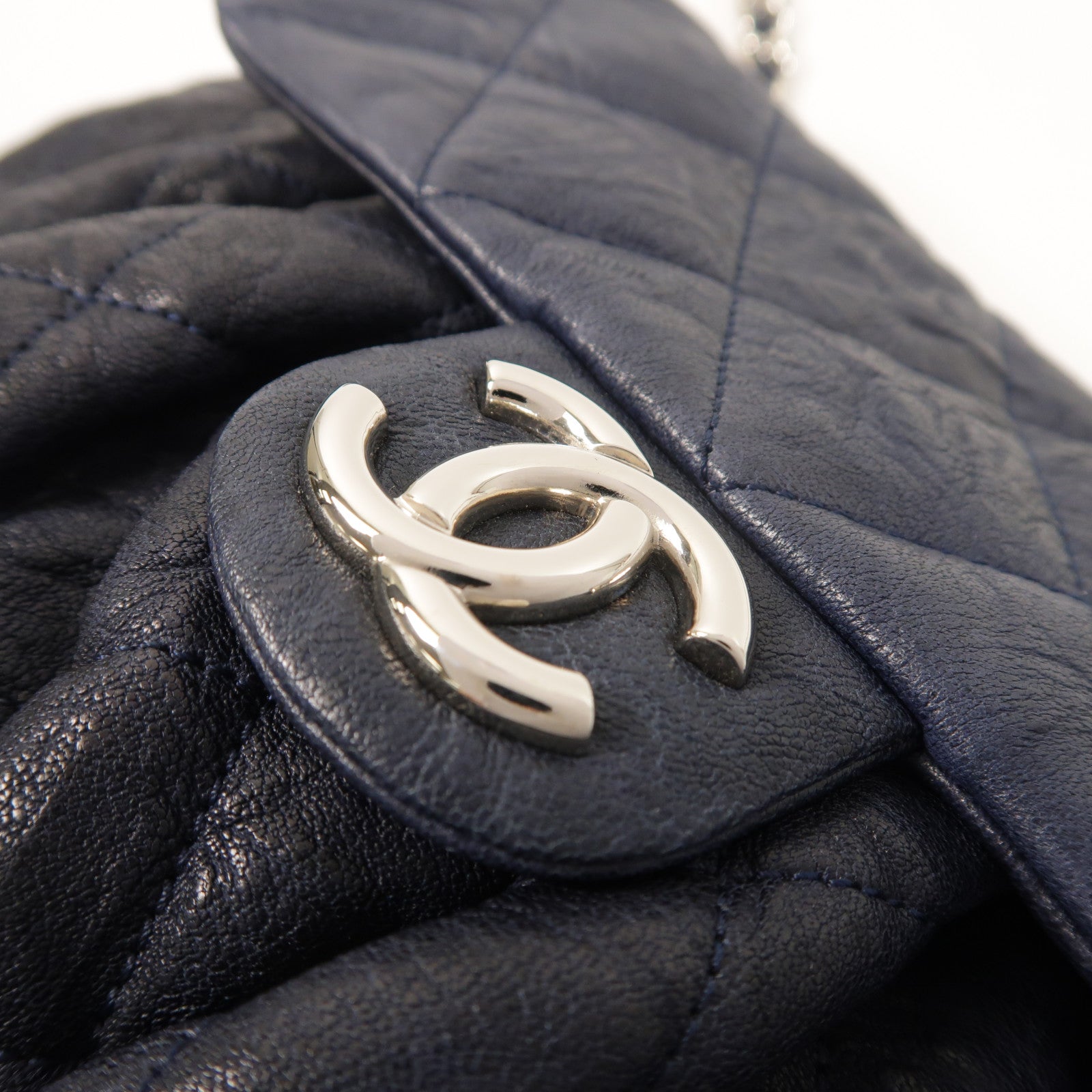 CHANEL 牛皮皮革Chain Shoulder銀扣鏈帶肩背袋