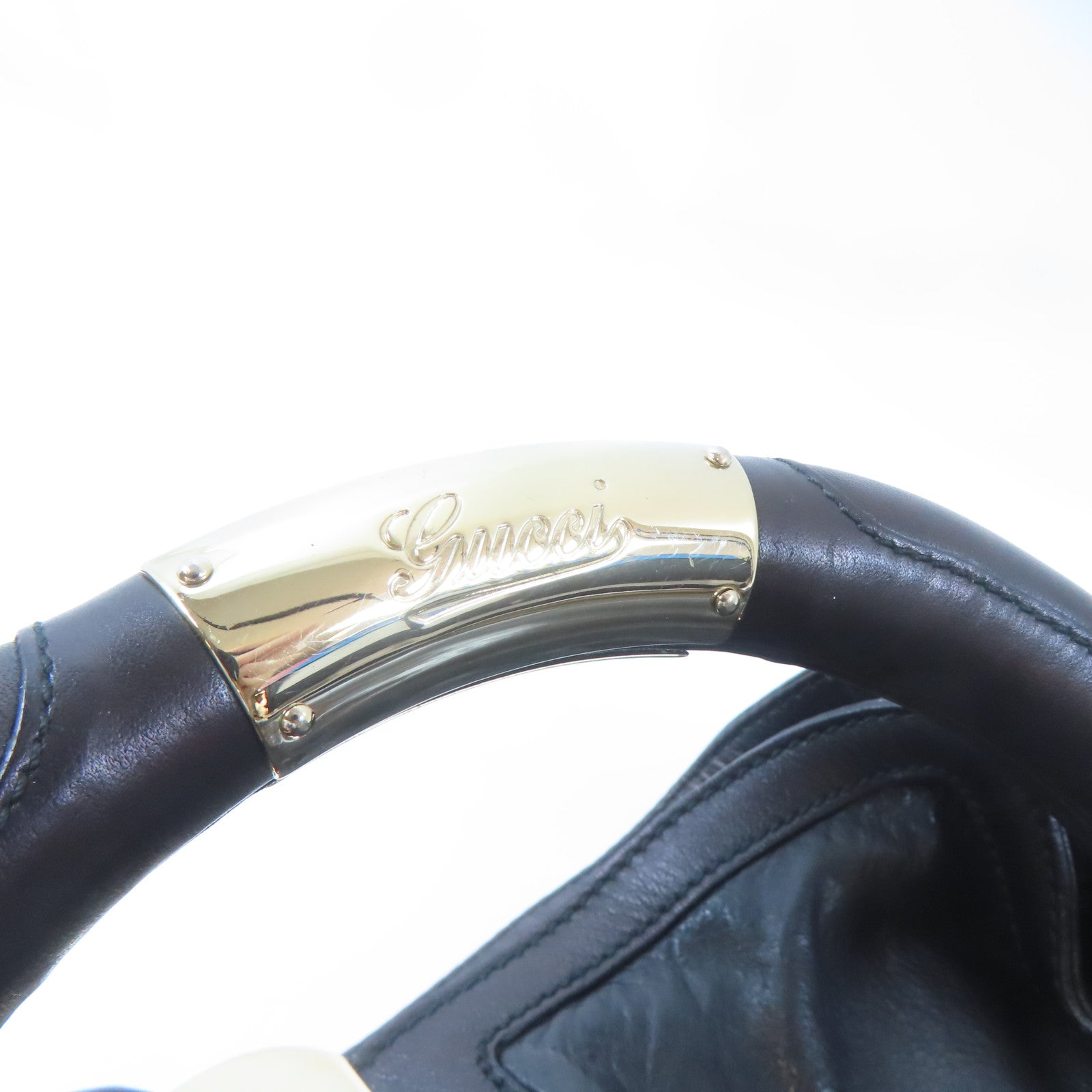 GUCCI 牛皮皮革Indy Babouska金扣手挽肩背兩用袋黑色