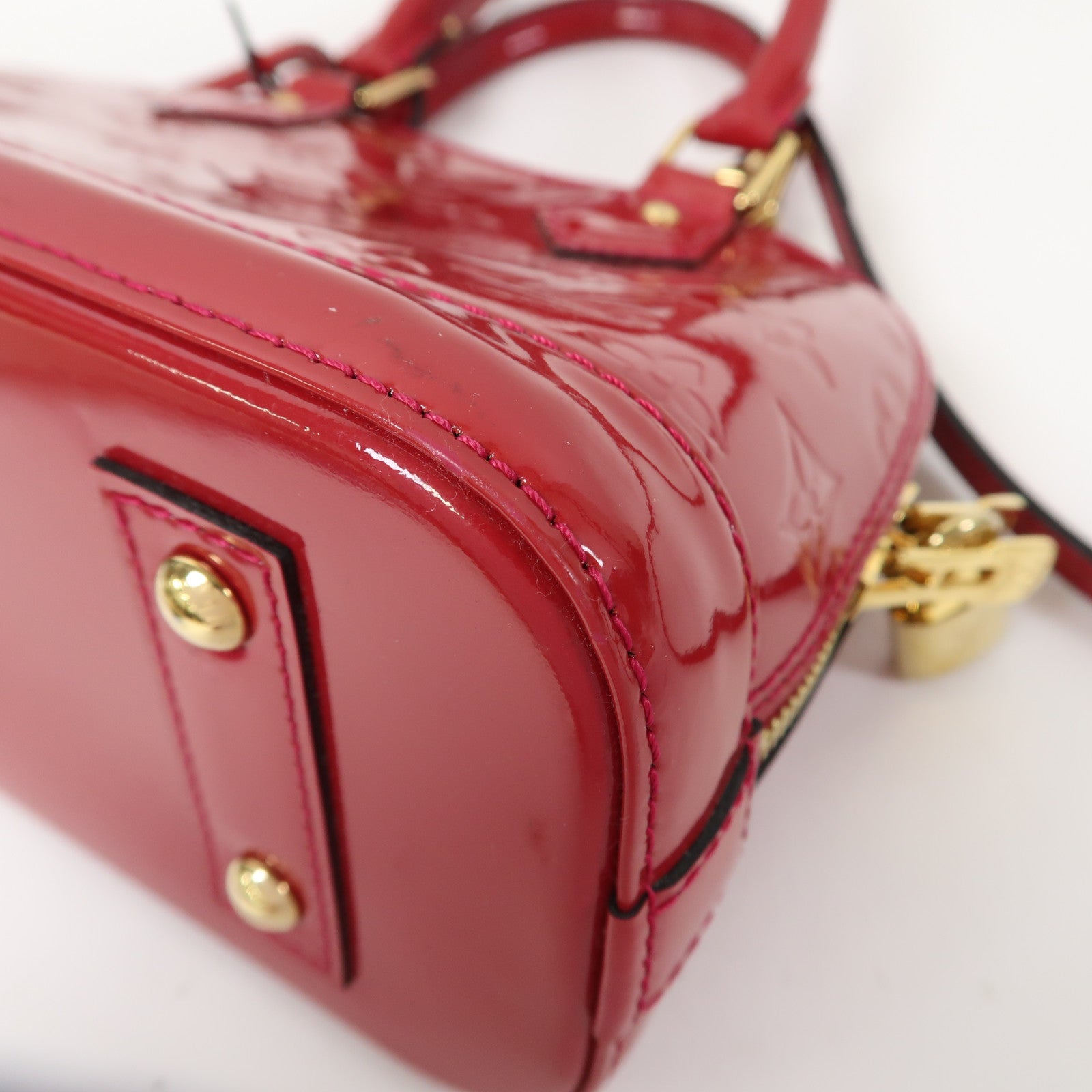 LOUIS VUITTON 【激減優惠】Monogram Vernis Alma BB金扣手挽肩背兩用袋紅色