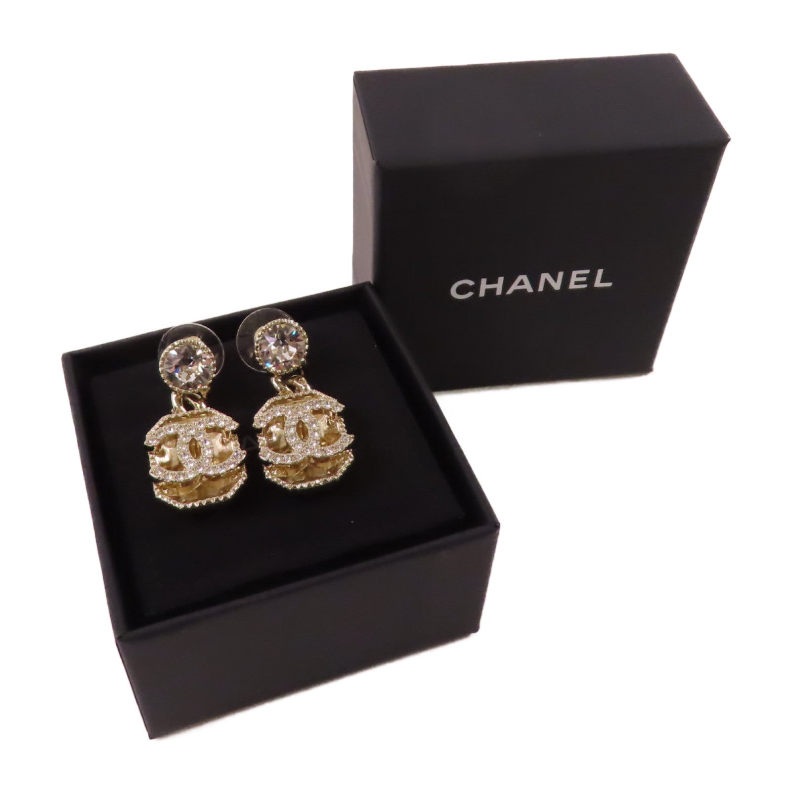 CHANEL 金屬/水鑽CC Earrings耳環