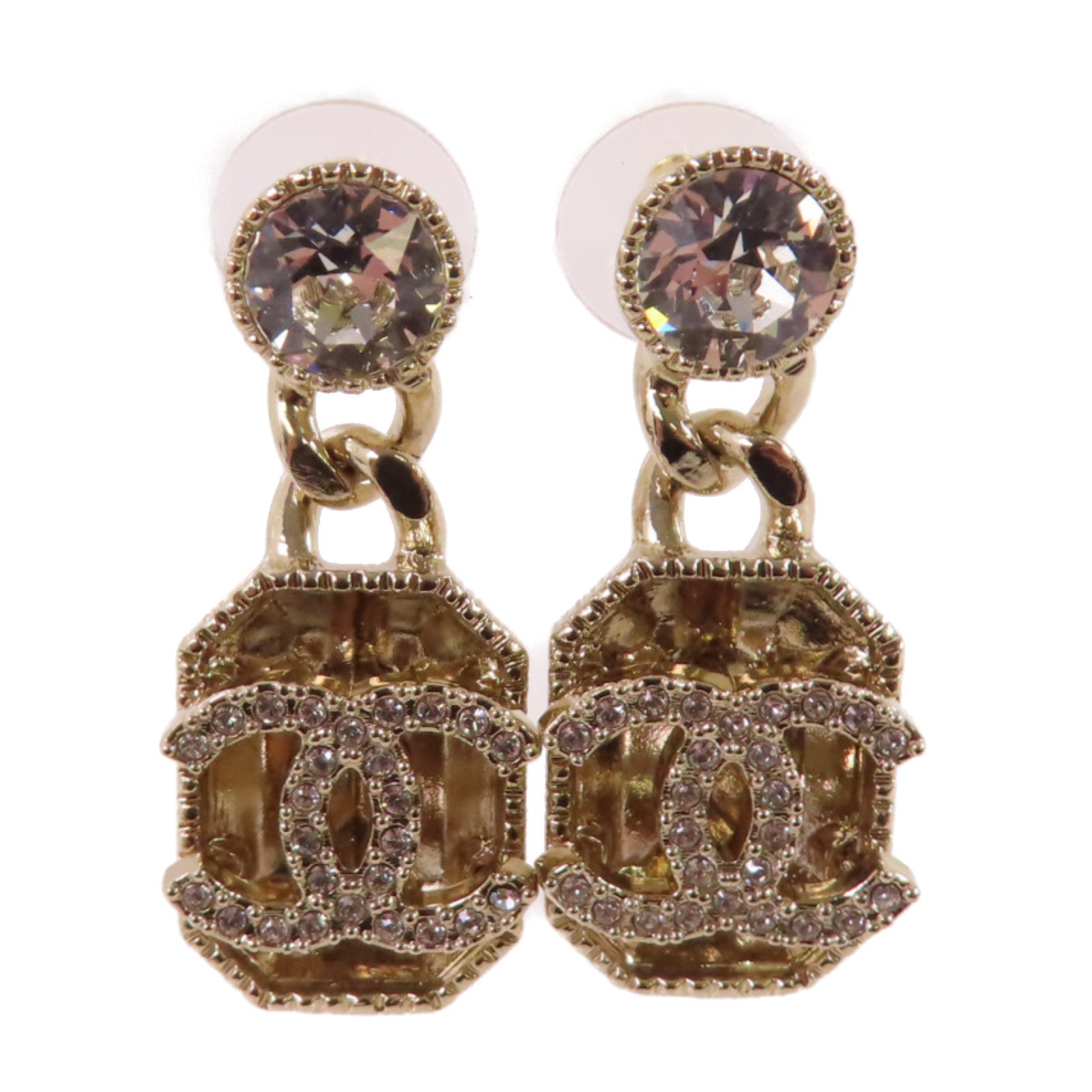 CHANEL 金屬/水鑽CC Earrings耳環
