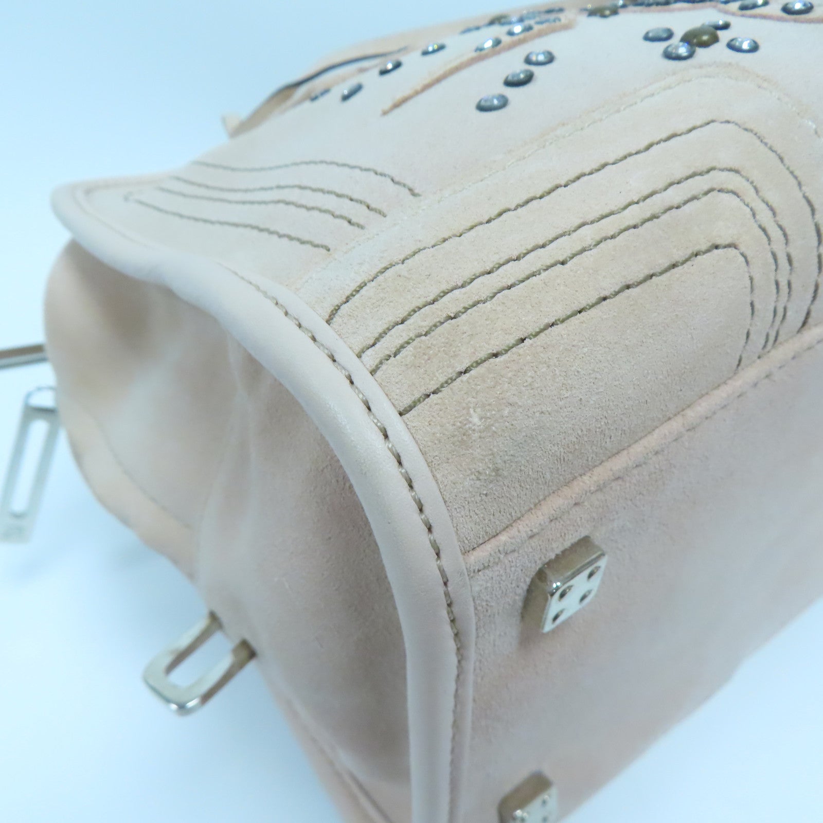 LOEWE 【激減優惠】麂皮/牛皮皮革Hand Bag銀扣手挽袋粉紅色
