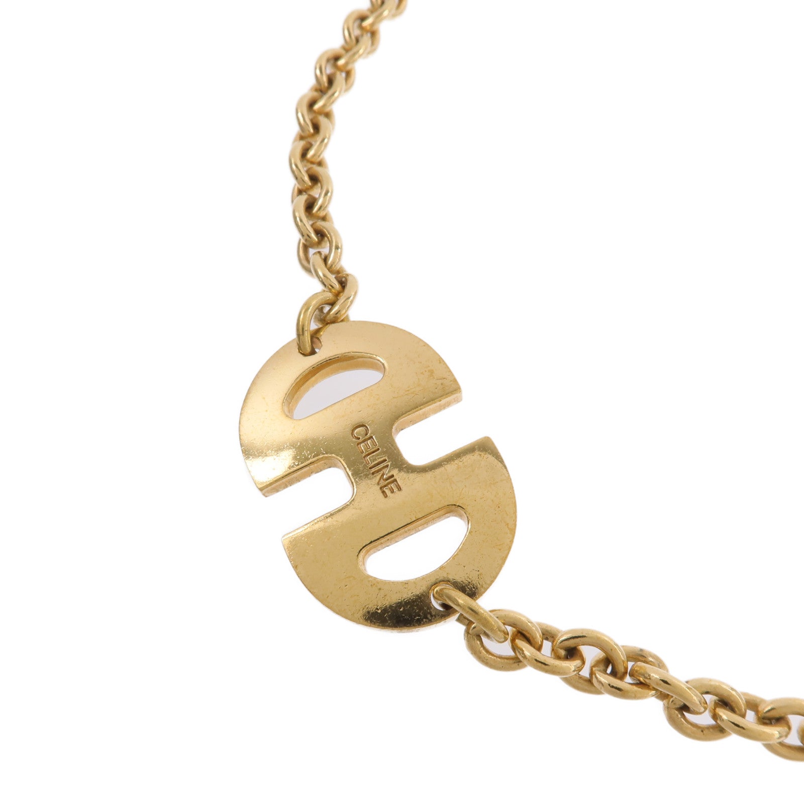 CELINE 金屬Vintage Logo Gold Chain Necklace項鍊