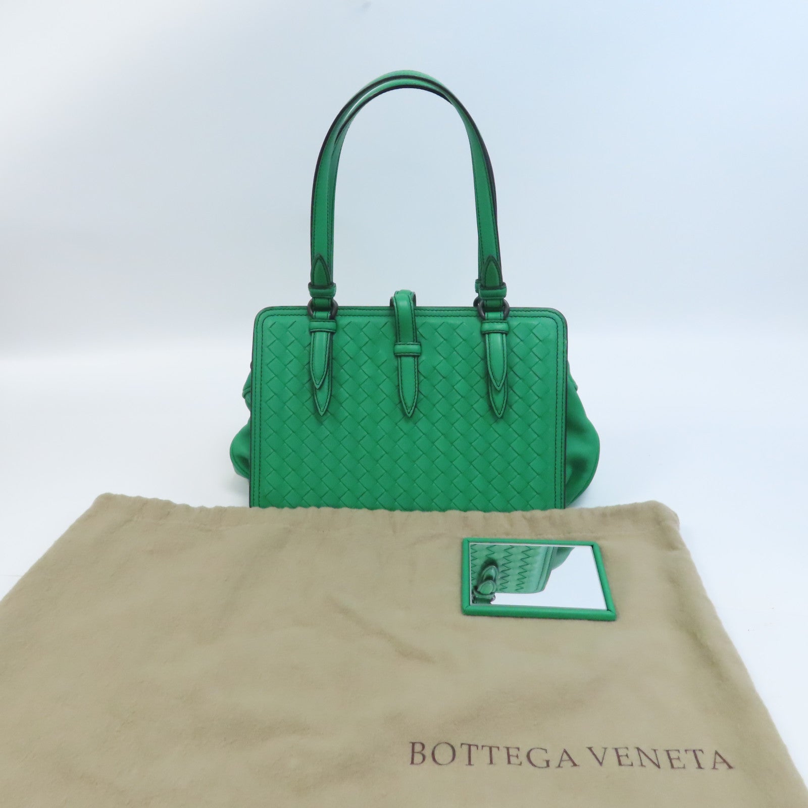 BOTTEGA VENETA 【激減優惠】織紋羊皮皮革Shoulder Bag肩背袋綠色