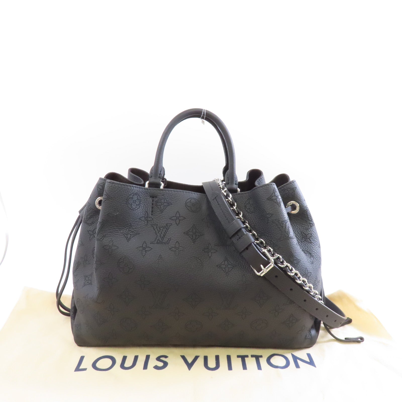 LOUIS VUITTON Monogram Empreinte Bella Tote銀扣手挽肩背兩用袋黑色