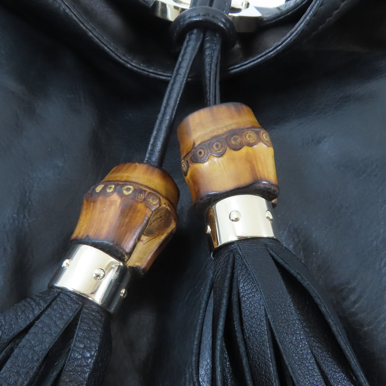 GUCCI 牛皮皮革Indy Babouska金扣手挽肩背兩用袋黑色