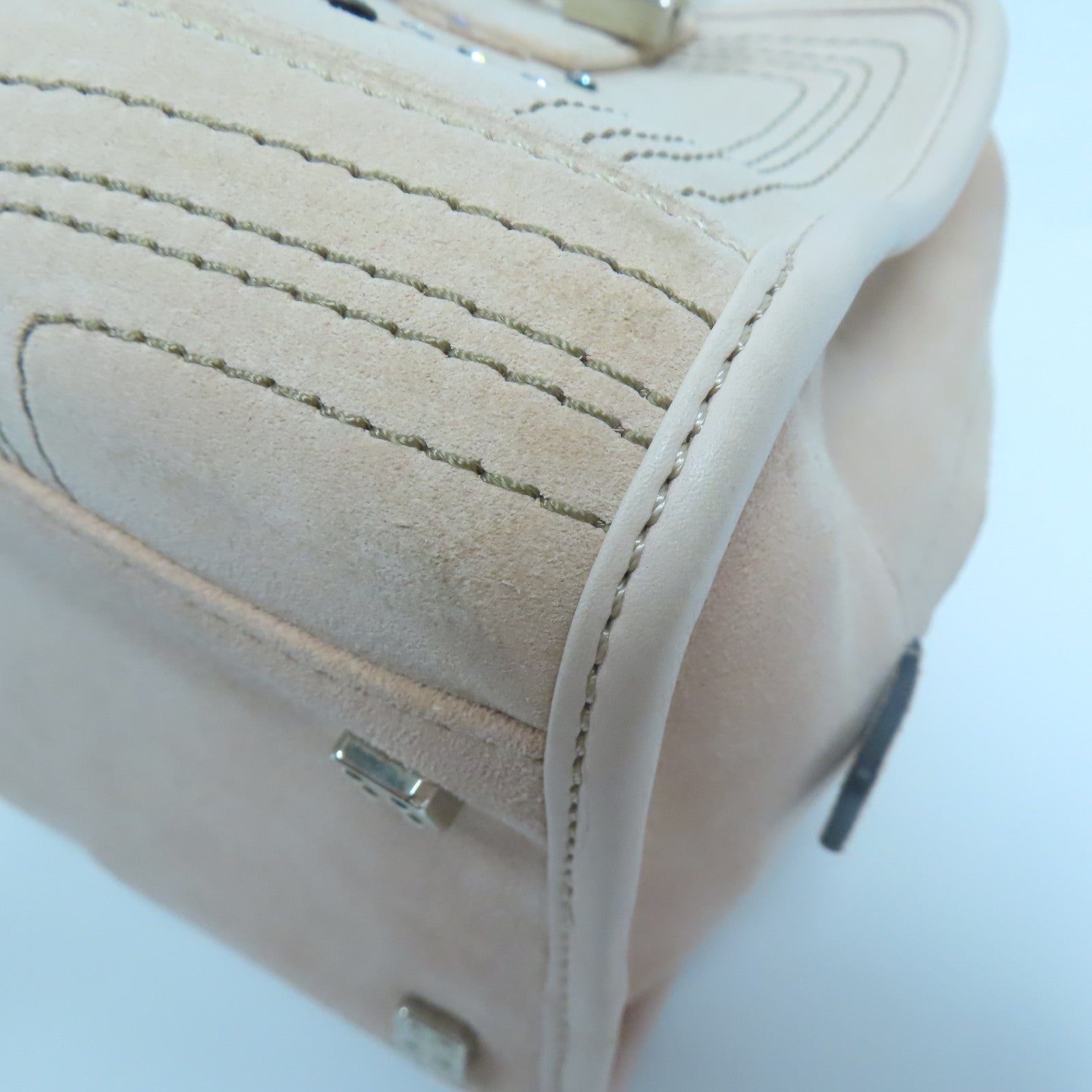 LOEWE 【激減優惠】麂皮/牛皮皮革Hand Bag銀扣手挽袋粉紅色