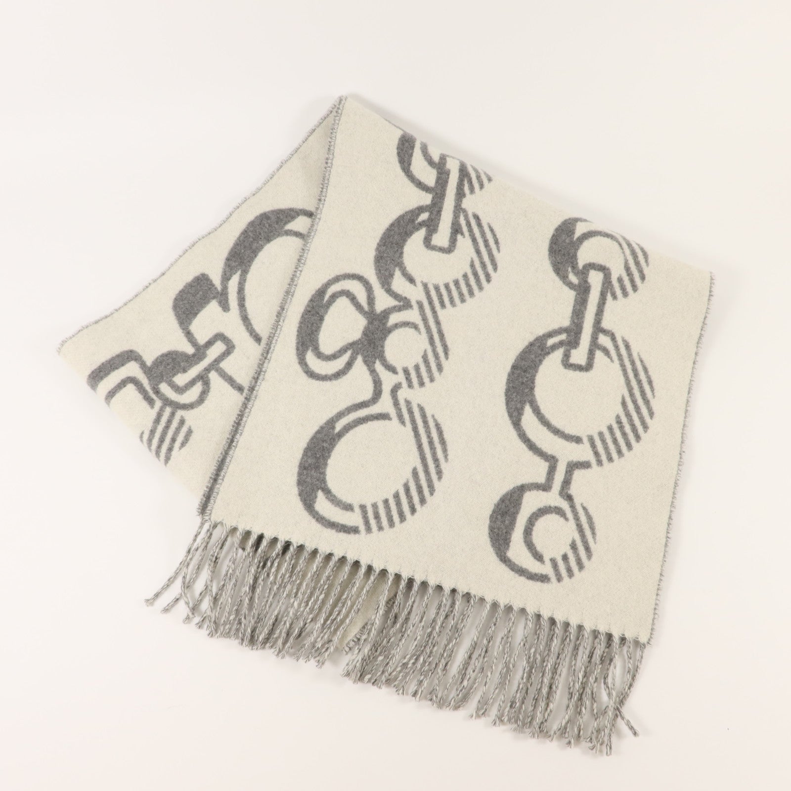 HERMES 羊絨Casaque Do Re Boucles Scarf 30x140頸巾