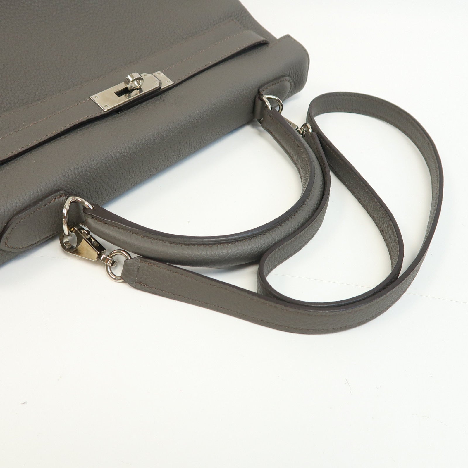 HERMES Togo皮革Kelly 32銀扣手挽肩背兩用袋灰色