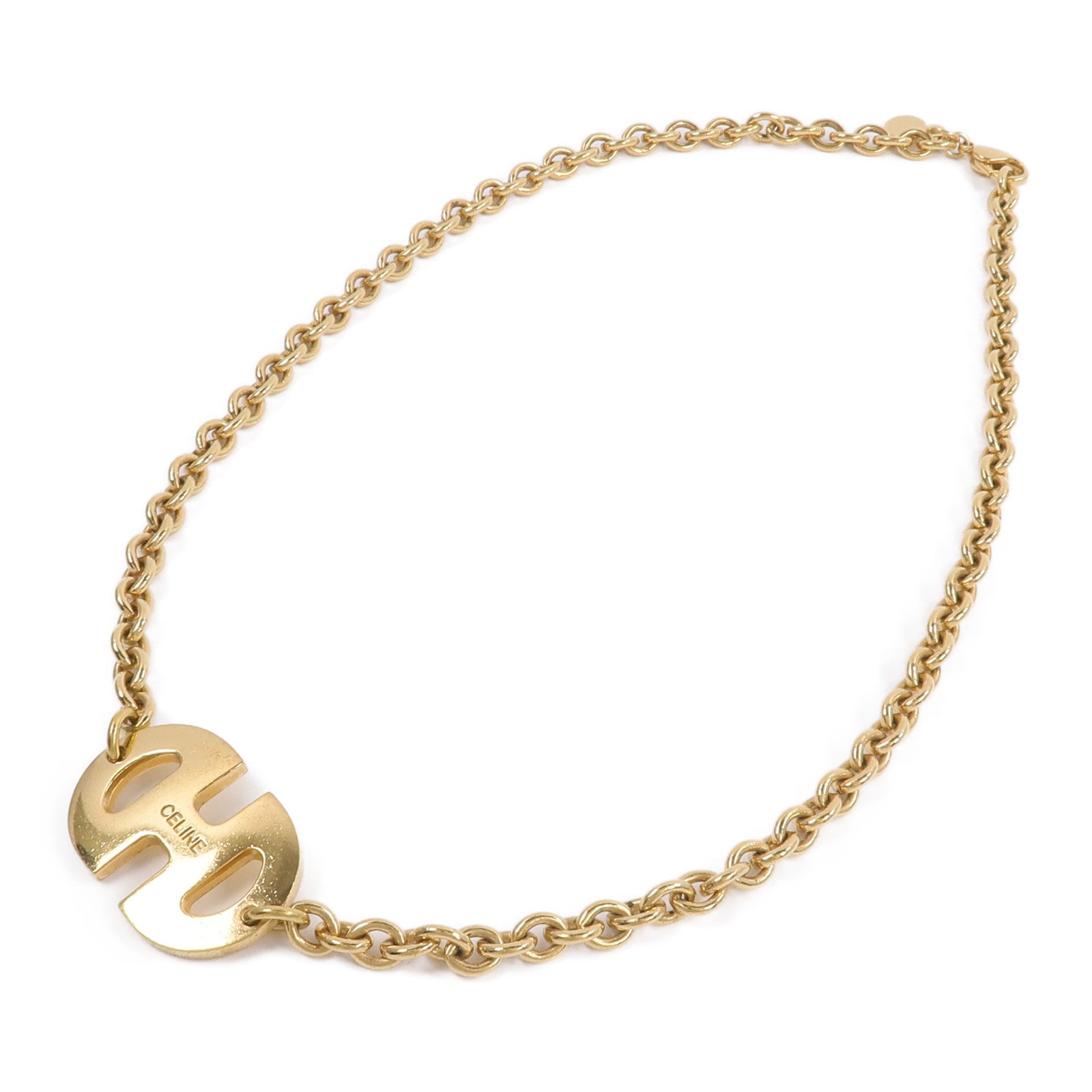 CELINE 金屬Vintage Logo Gold Chain Necklace項鍊