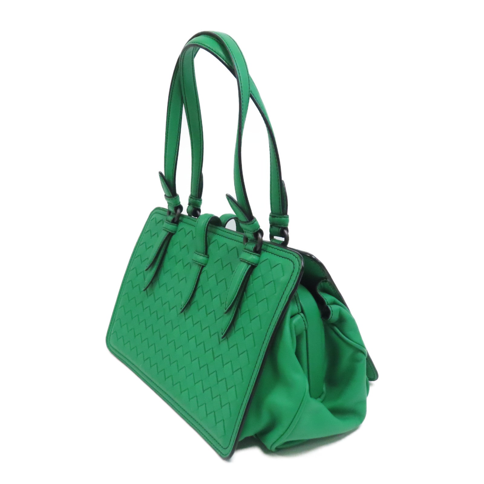 BOTTEGA VENETA 【激減優惠】織紋羊皮皮革Shoulder Bag肩背袋綠色