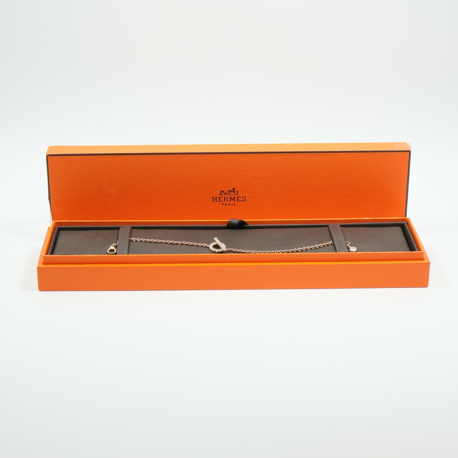 HERMES 18K玫瑰金Finesse Bracelet鑽石手鏈