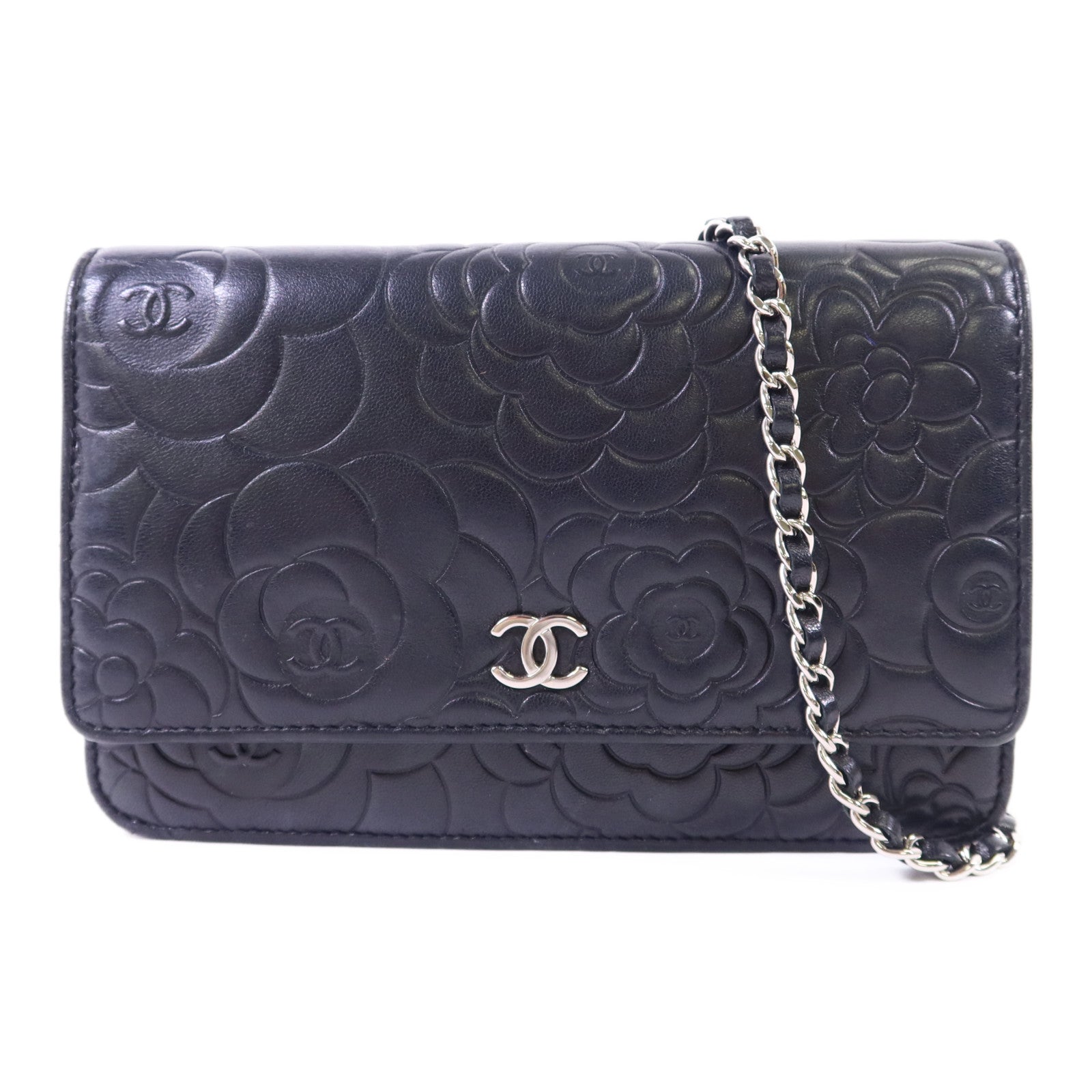 CHANEL 羊皮皮革Wallet On Chain銀扣鏈帶肩背袋