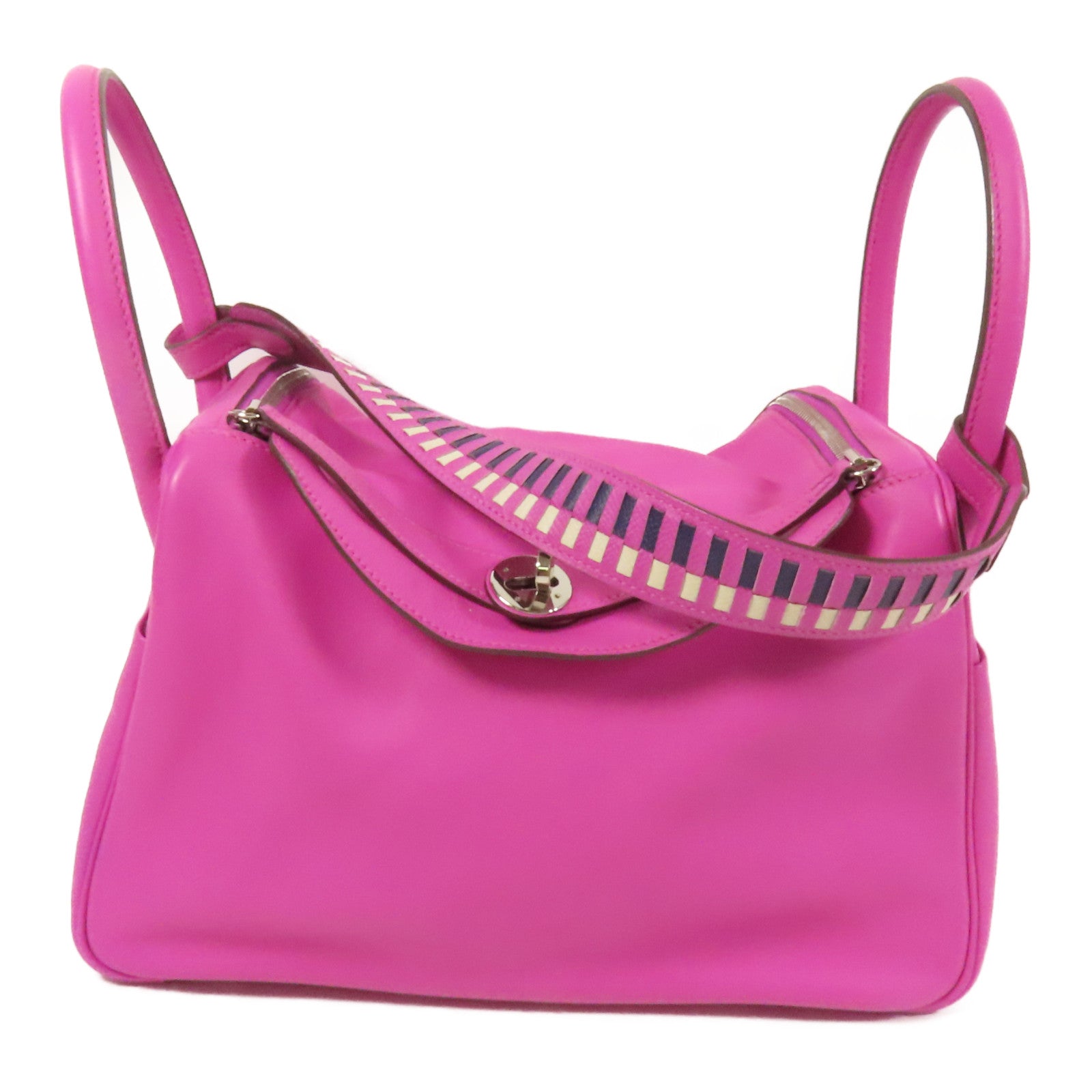 HERMES Swift/Epsom皮革Lindy 30銀扣手挽肩背兩用袋Magnolia