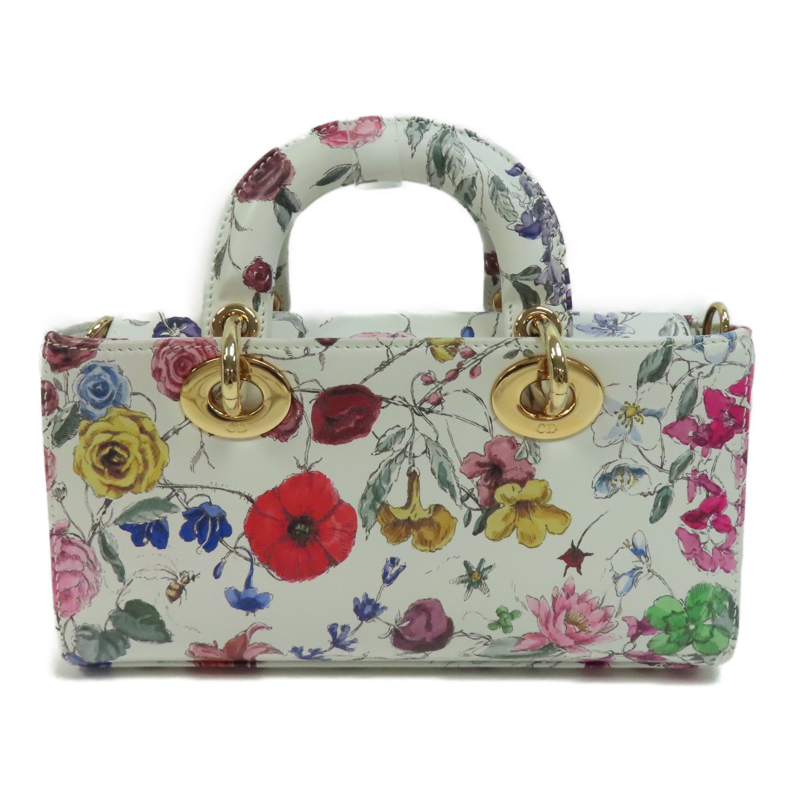 【新品】✰Dior非売品①シャドール②ブラシ③巾着SET✰限定紙袋✰2025 Dior 牛皮皮革Lady D-jOY金扣手挽肩背兩用袋白色/多種顏色