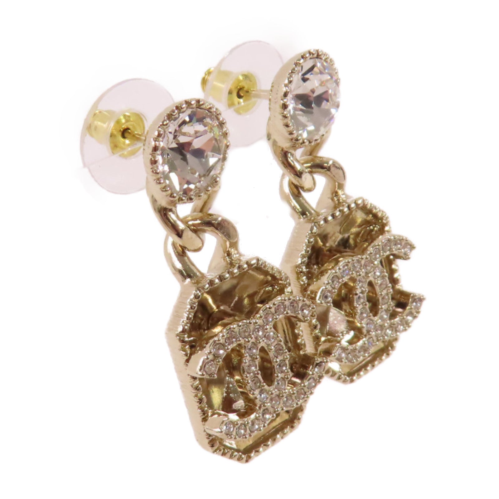 CHANEL 金屬/水鑽CC Earrings耳環