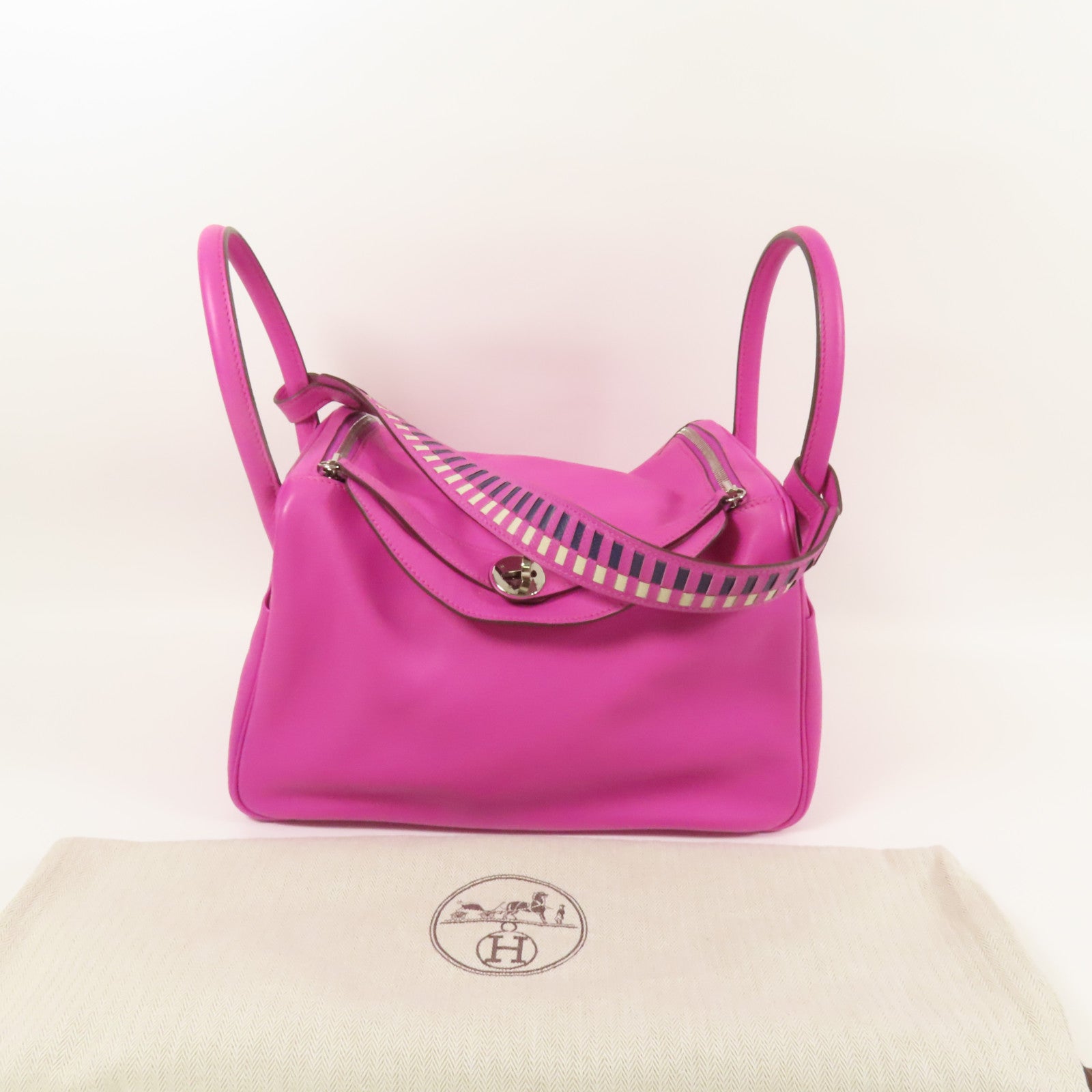 HERMES Swift/Epsom皮革Lindy 30銀扣手挽肩背兩用袋Magnolia