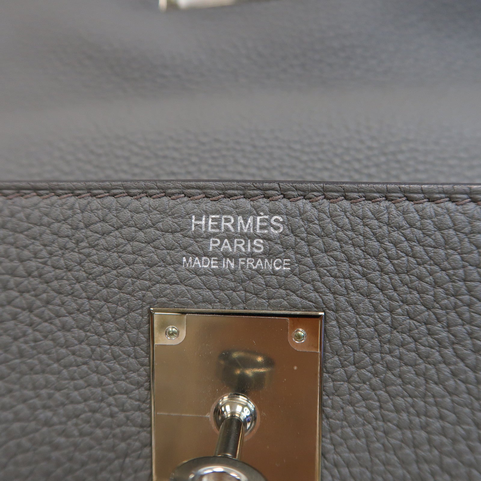 HERMES Togo皮革Kelly 32銀扣手挽肩背兩用袋灰色