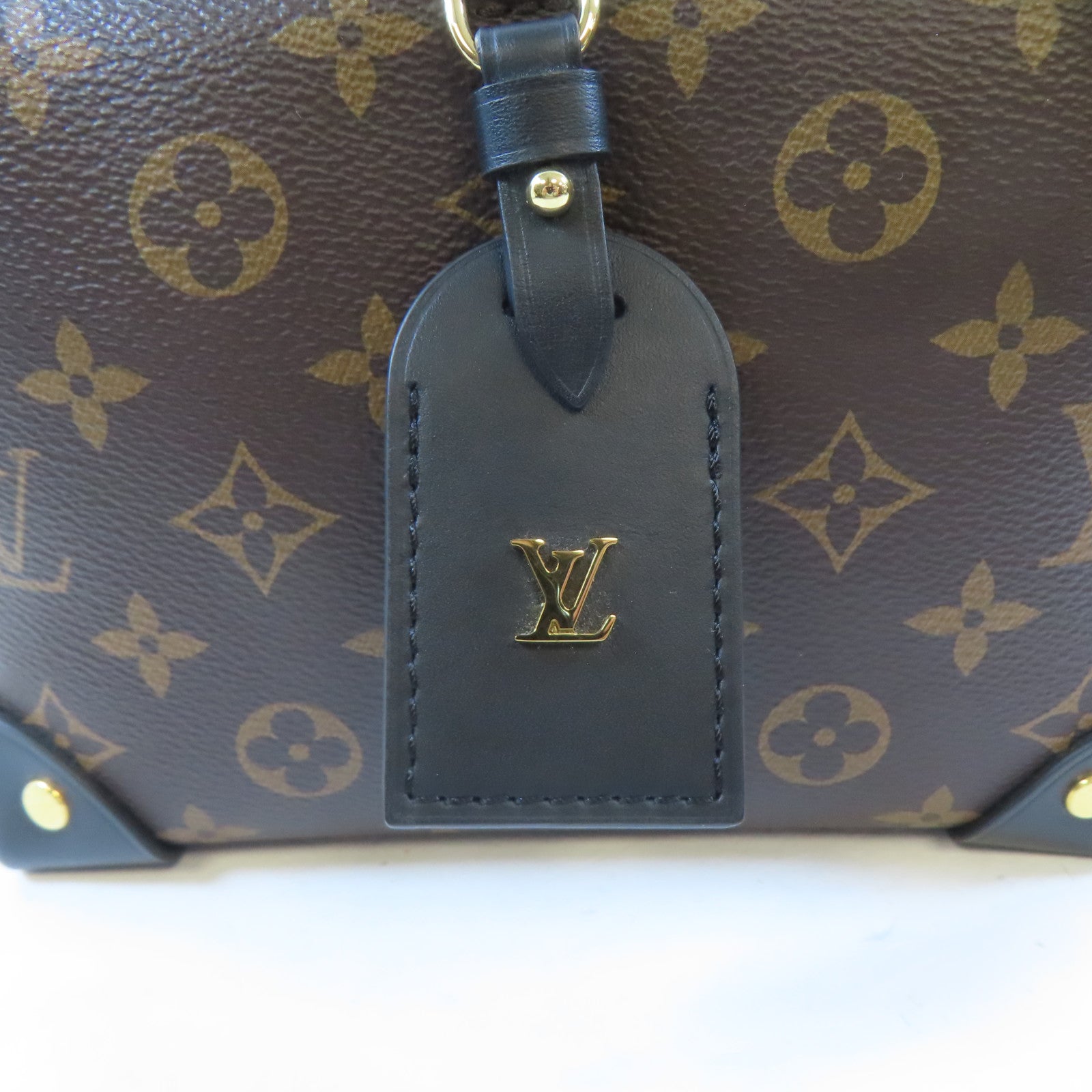 LOUIS VUITTON Monogram Petite Malle Souple金扣手挽肩背兩用袋棕色/黑色
