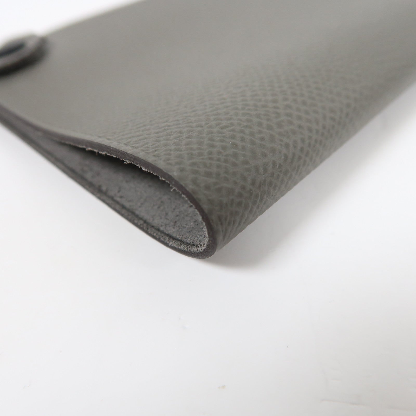 HERMES Epsom皮革Passport Case銀扣護照套Etain/灰色