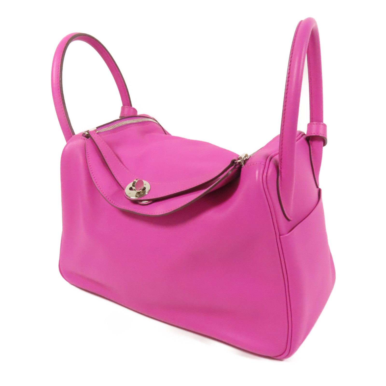 HERMES Swift/Epsom皮革Lindy 30銀扣手挽肩背兩用袋Magnolia
