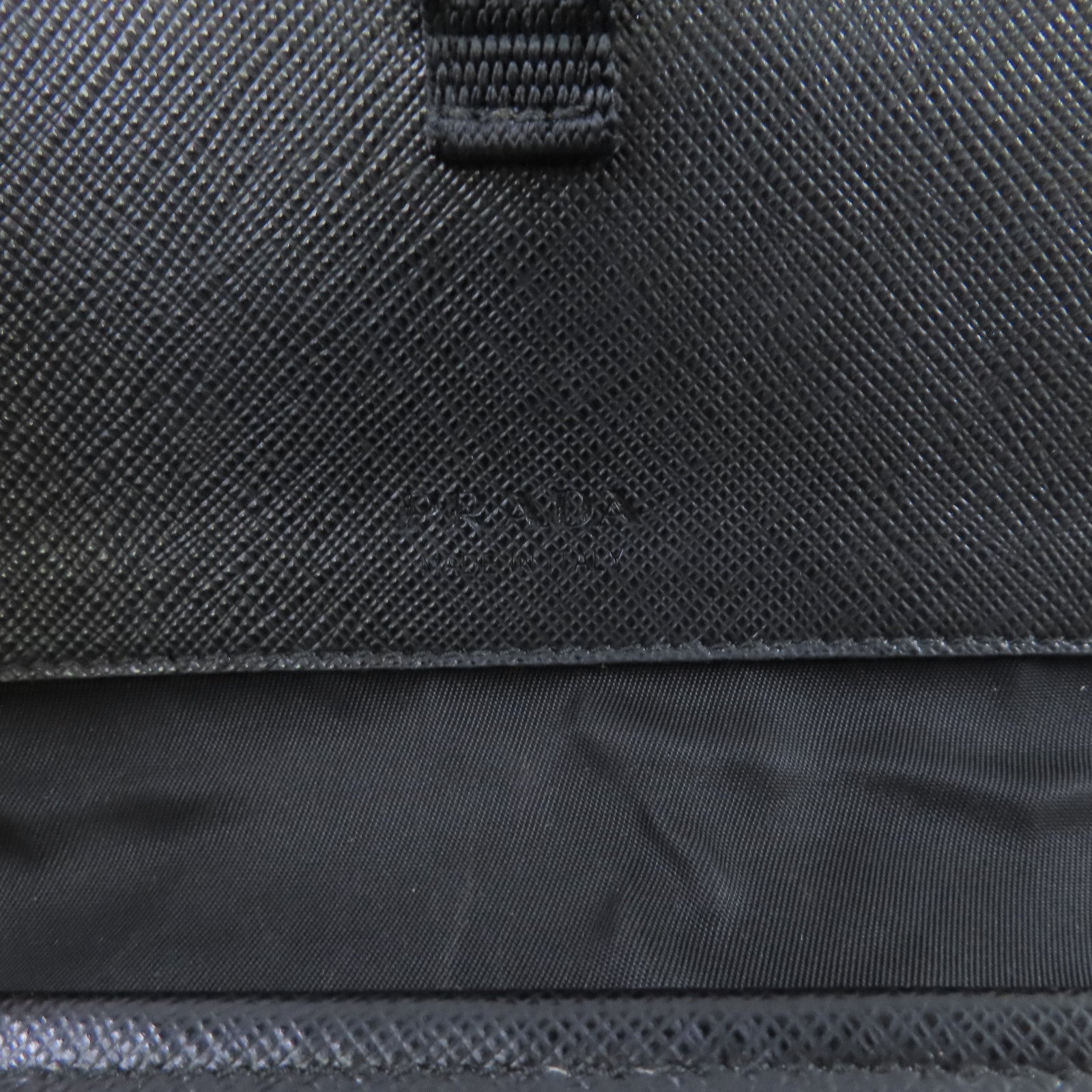 PRADA 尼龍/Saffiano皮革Smartphone Shoulder Case銀扣肩背袋黑色