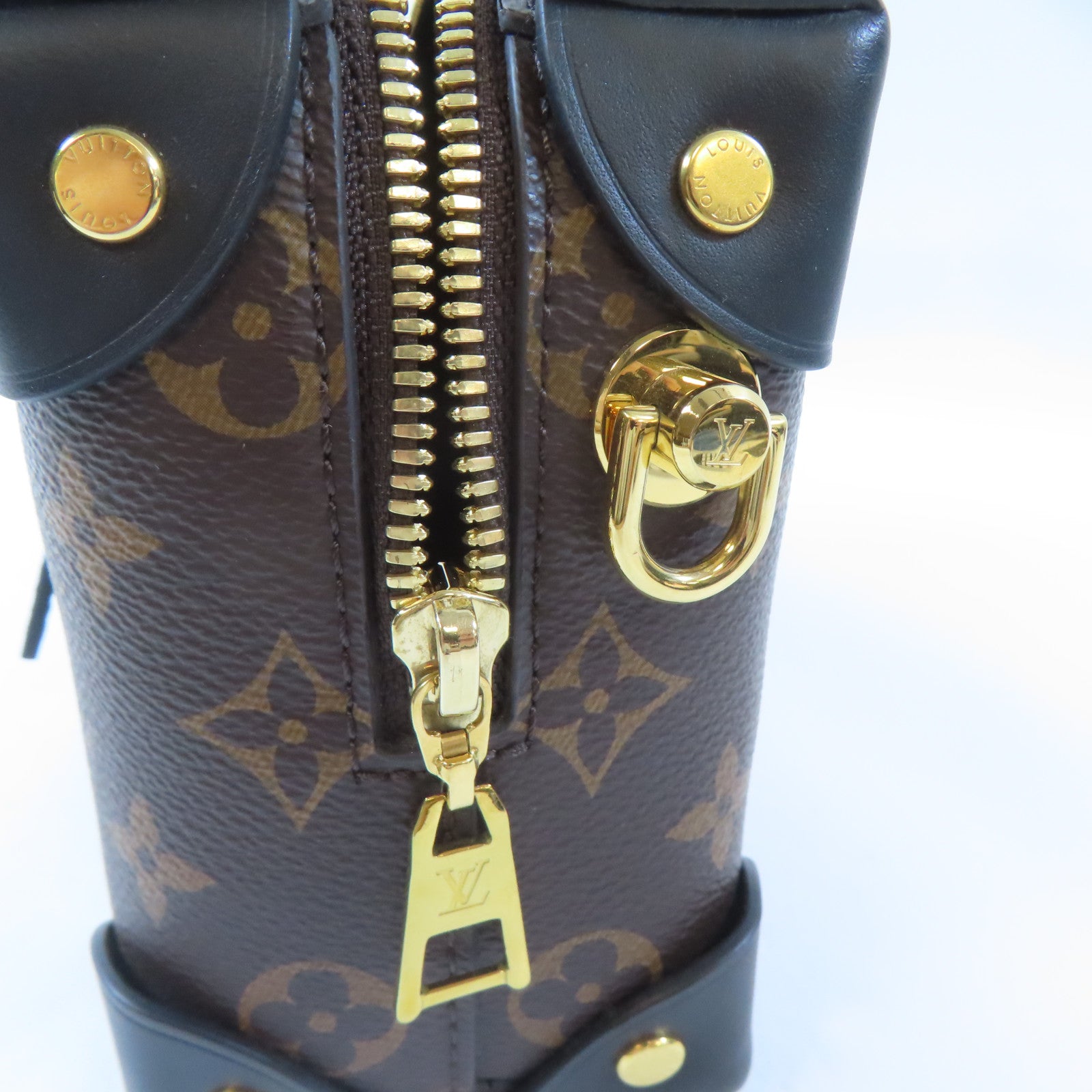 LOUIS VUITTON Monogram Petite Malle Souple金扣手挽肩背兩用袋棕色/黑色
