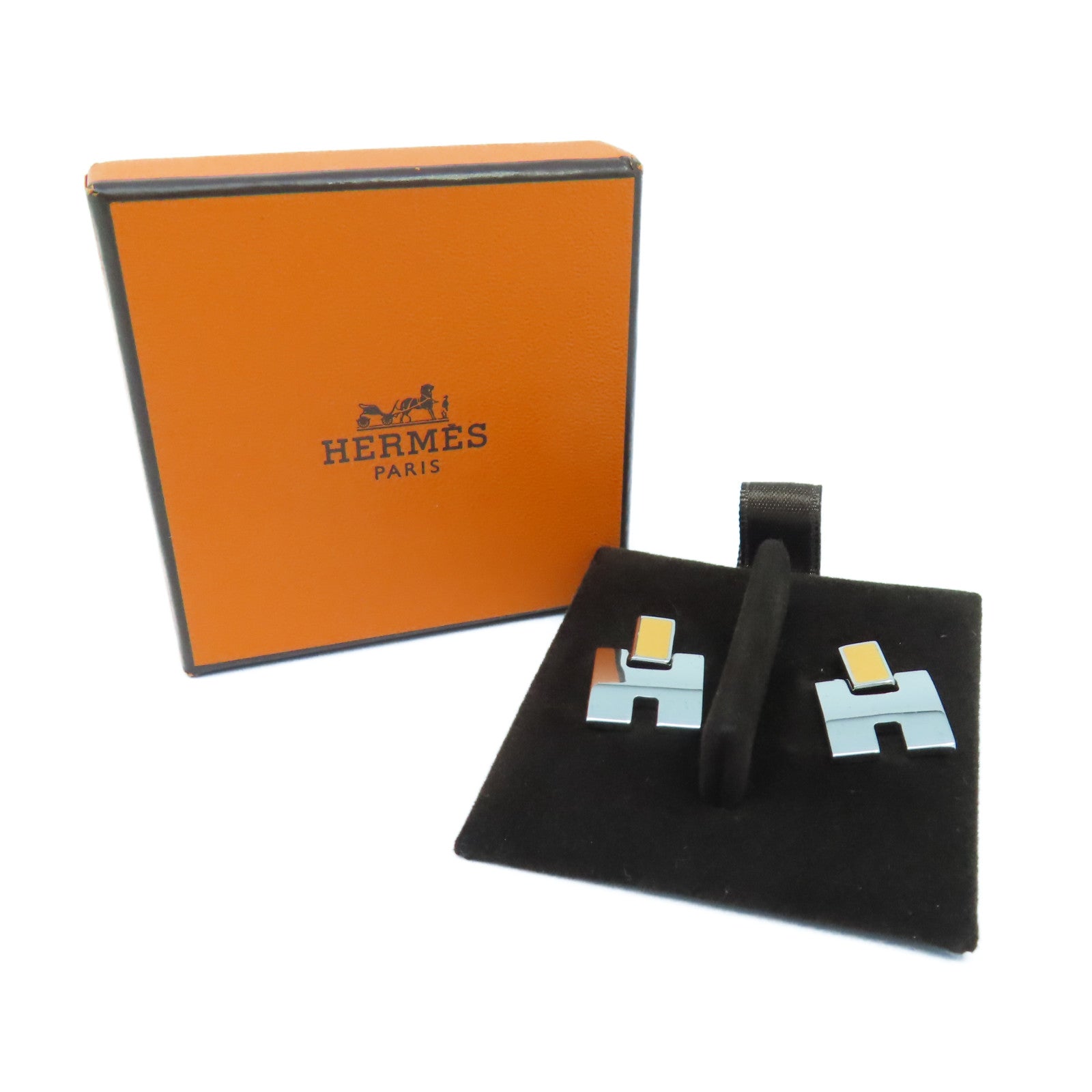 HERMES 【激減優惠】金屬Eileen Earrings耳環橙色/銀色
