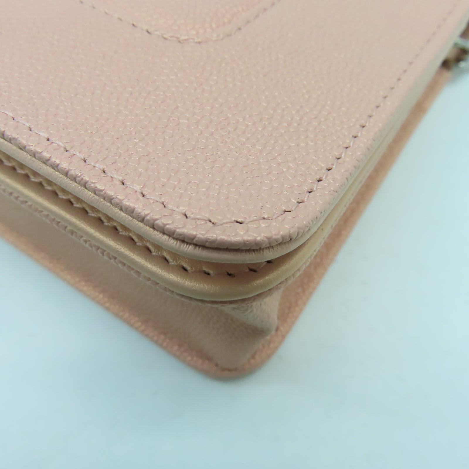 CHANEL 【激減優惠】斜紋牛皮皮革Boy Wallet On Chain銀扣鏈帶肩背袋粉紅色