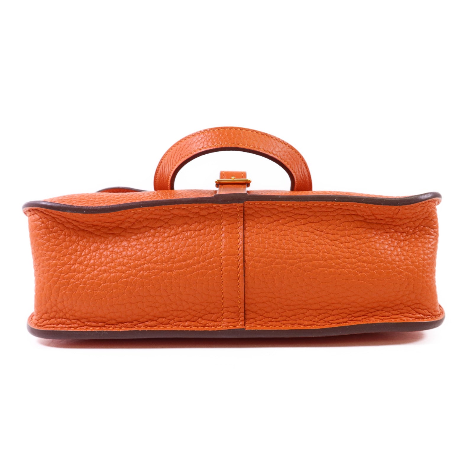 HERMES Clemence皮革Halzan 25金扣手挽肩背兩用袋Feu