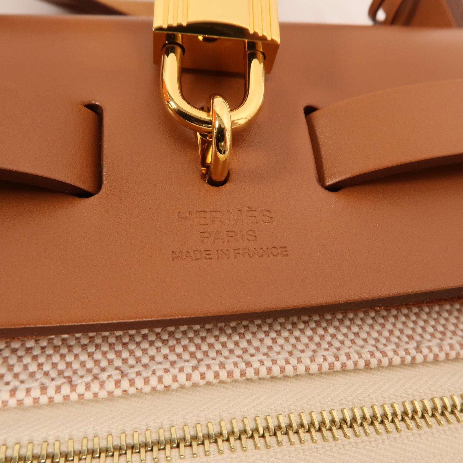 HERMES 帆布Herbag PM金扣手挽肩背兩用袋