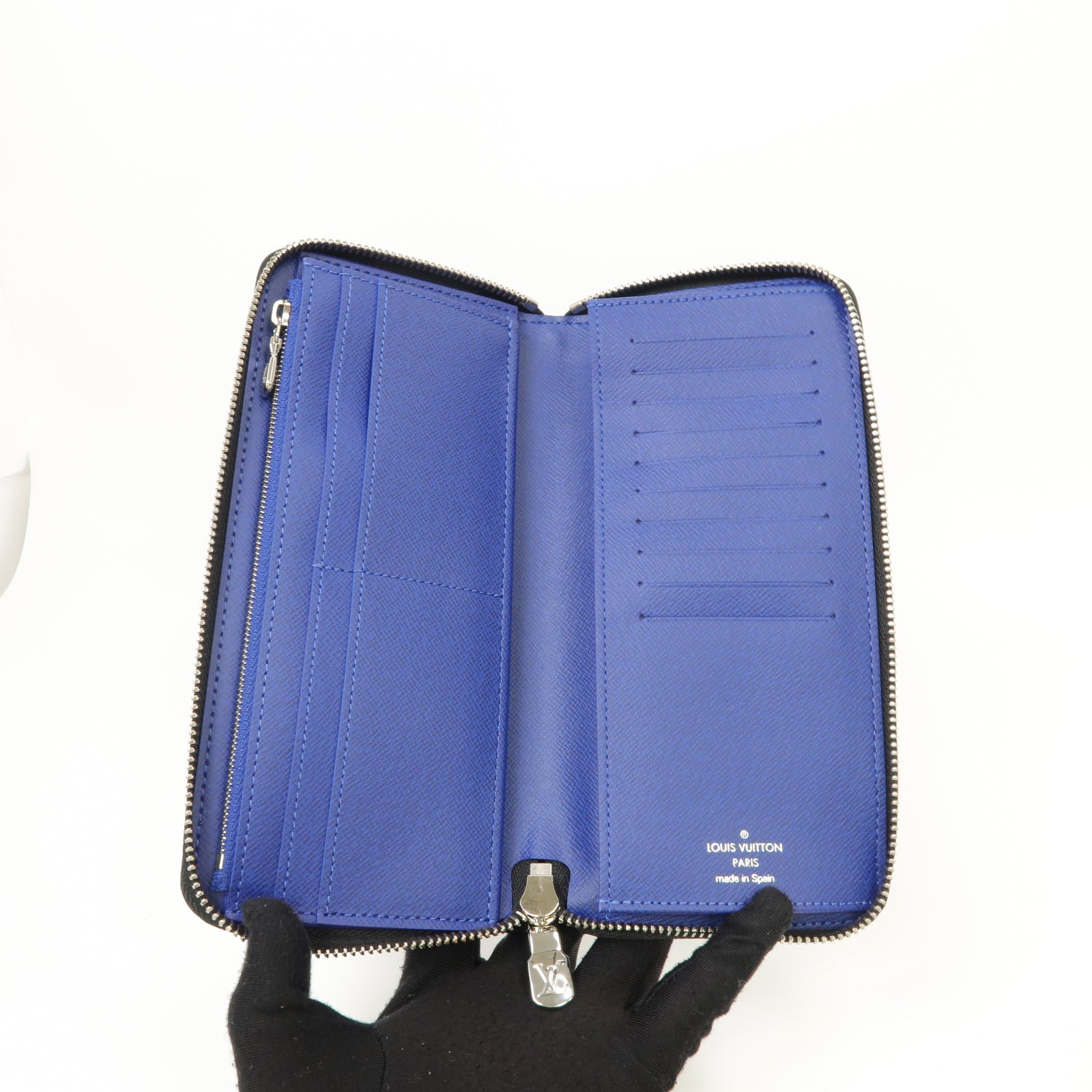 LOUIS VUITTON Taigarama Zippy Wallet Vertical銀扣長錢包藍色