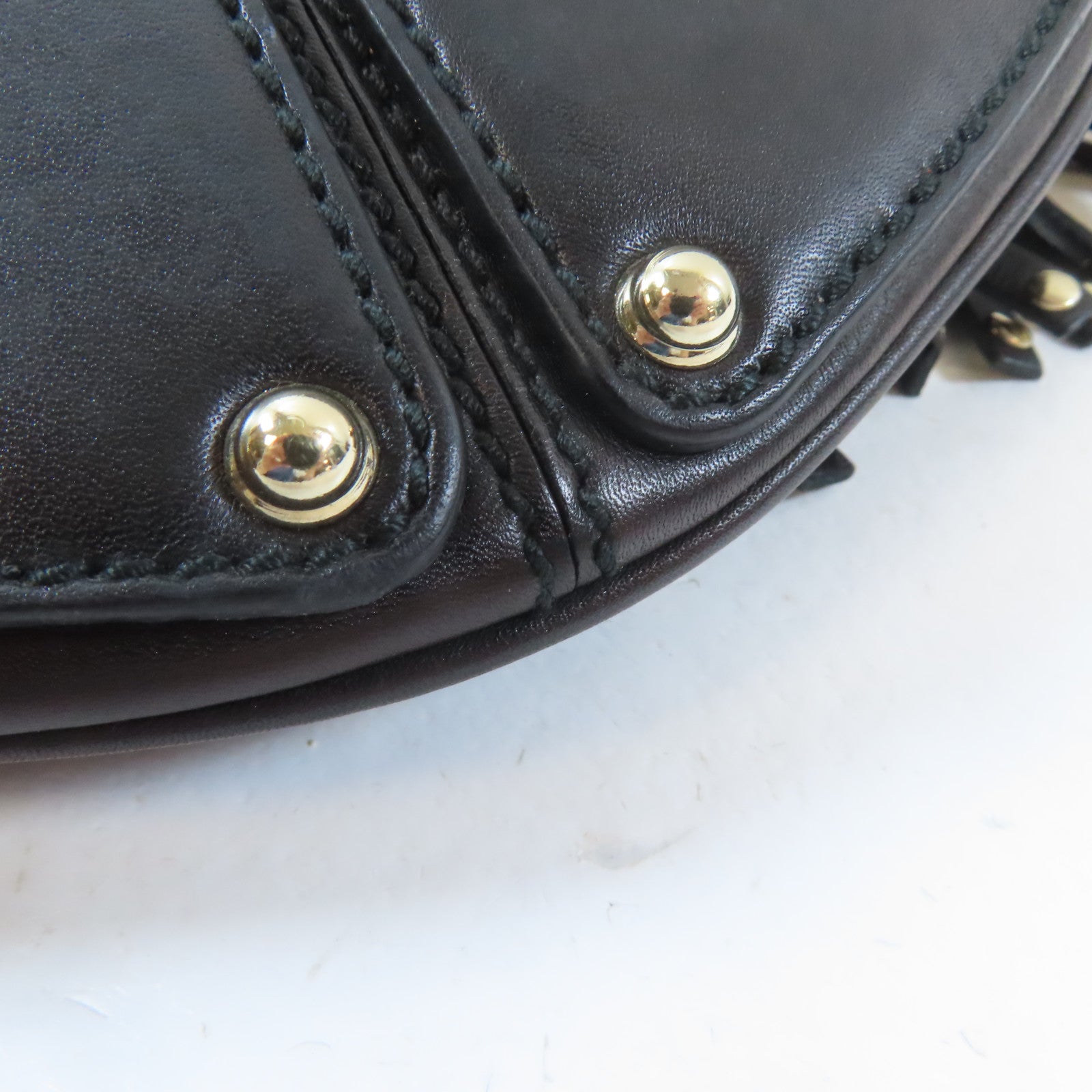 GUCCI 牛皮皮革Indy Babouska金扣手挽肩背兩用袋黑色