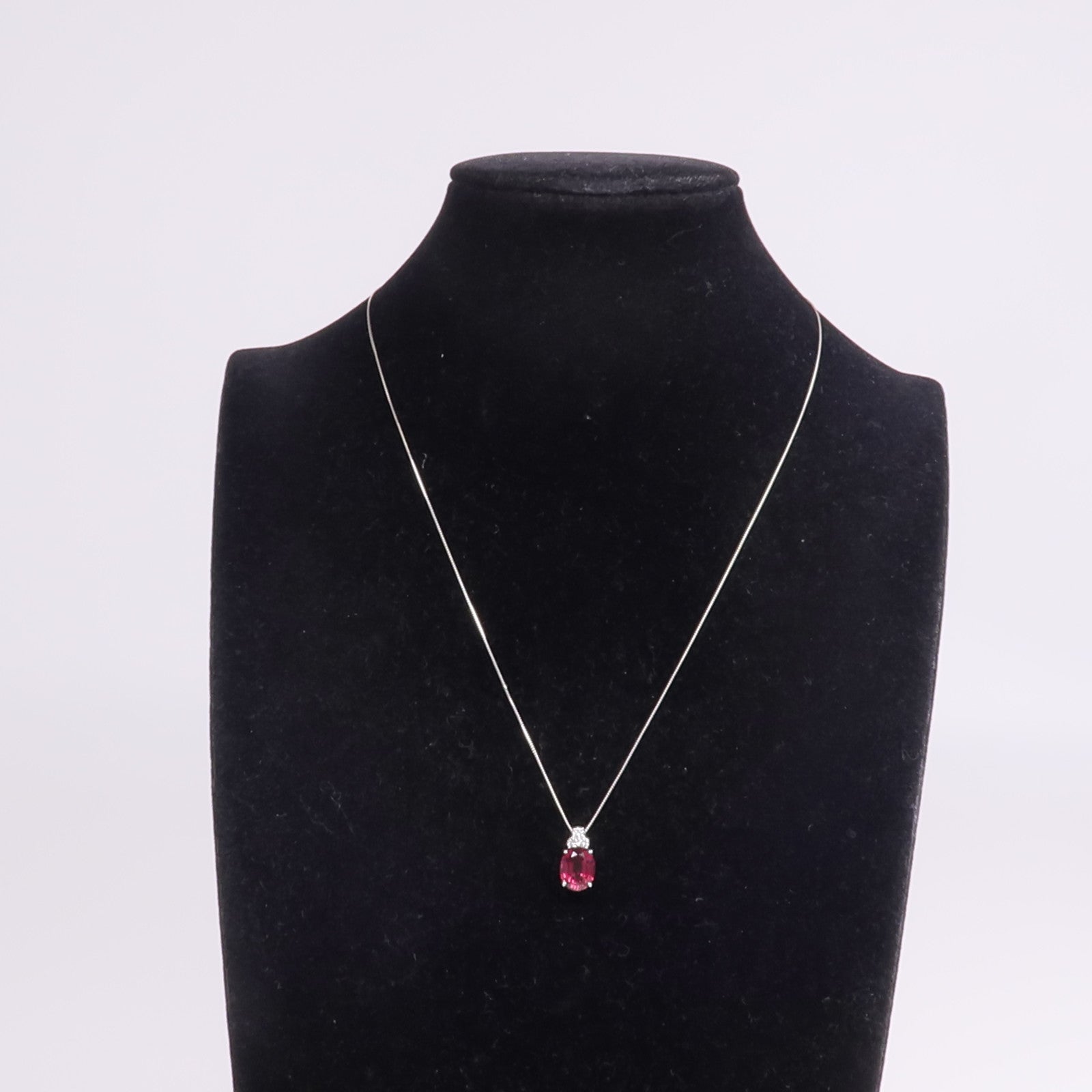JEWELRY PT900/PT850鉑金Red Garnet Diamond Necklace紅石榴石/鑽石項鍊