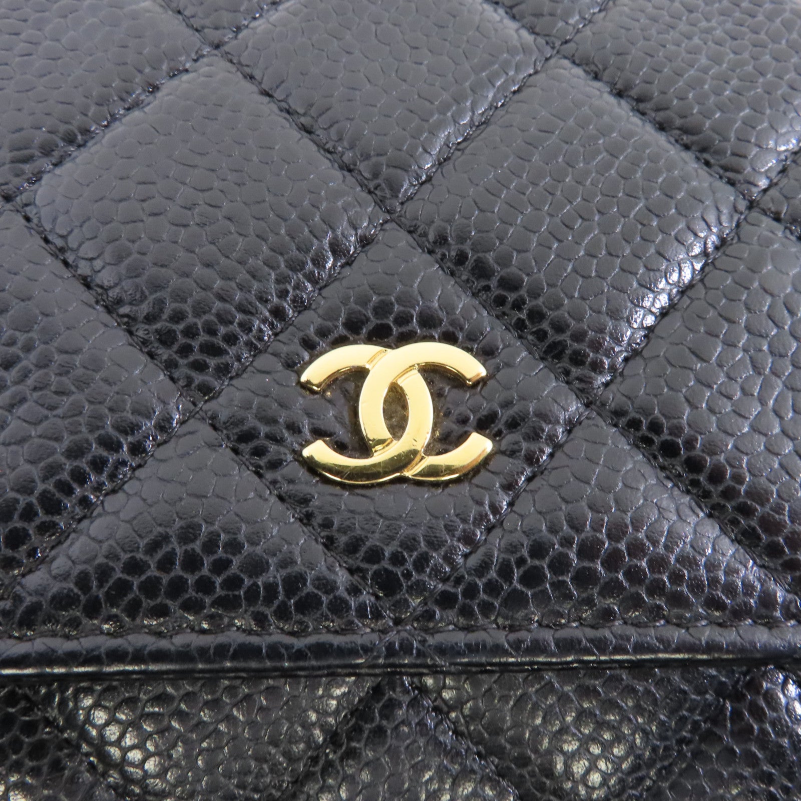 CHANEL 菱格牛皮皮革Wallet On Chain金扣鏈帶肩背袋黑色