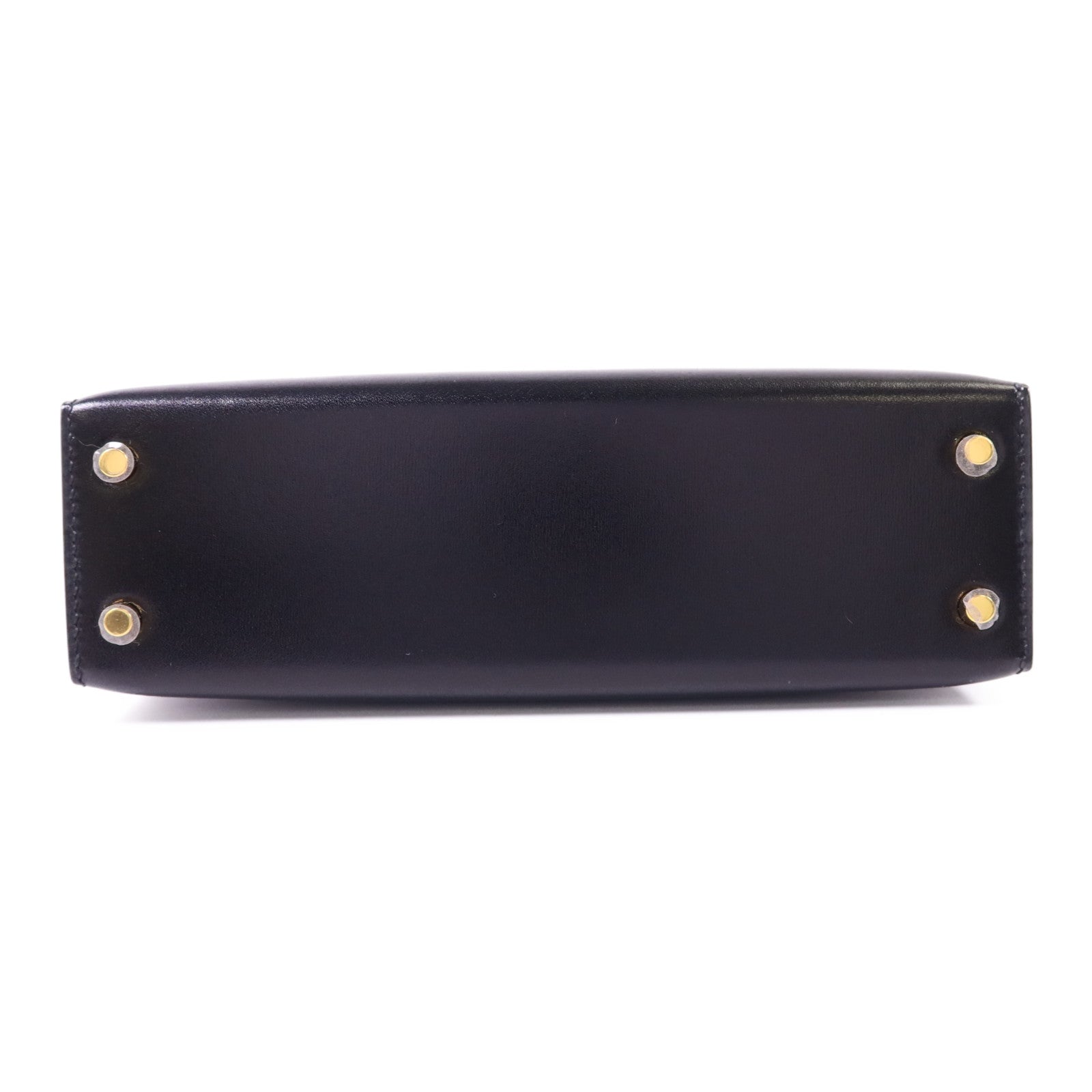 HERMES Box Calf皮革Mini Kelly金扣手挽肩背兩用袋Noir