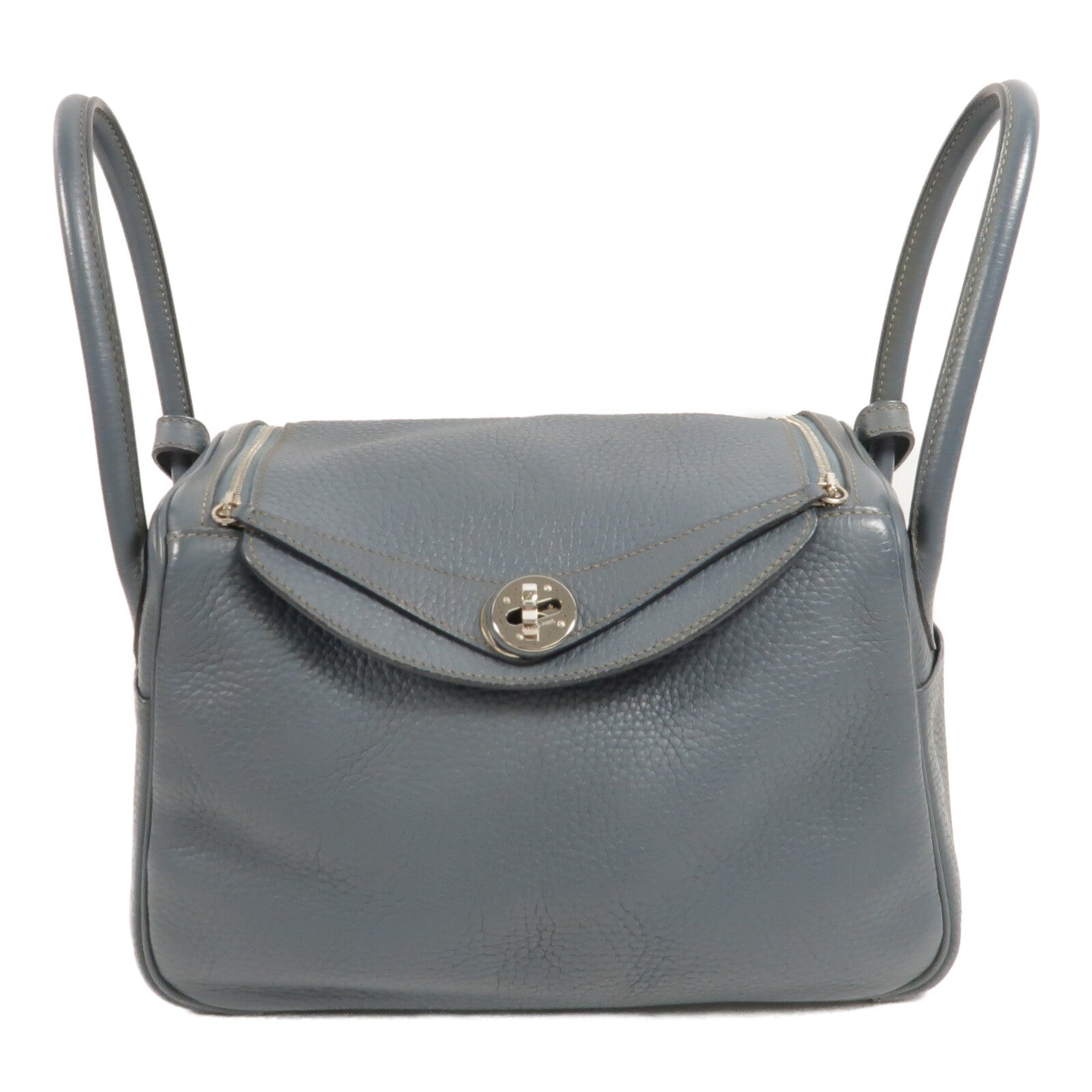 HERMES Clemence皮革Lindy 26手挽肩背兩用袋Bleu Orage