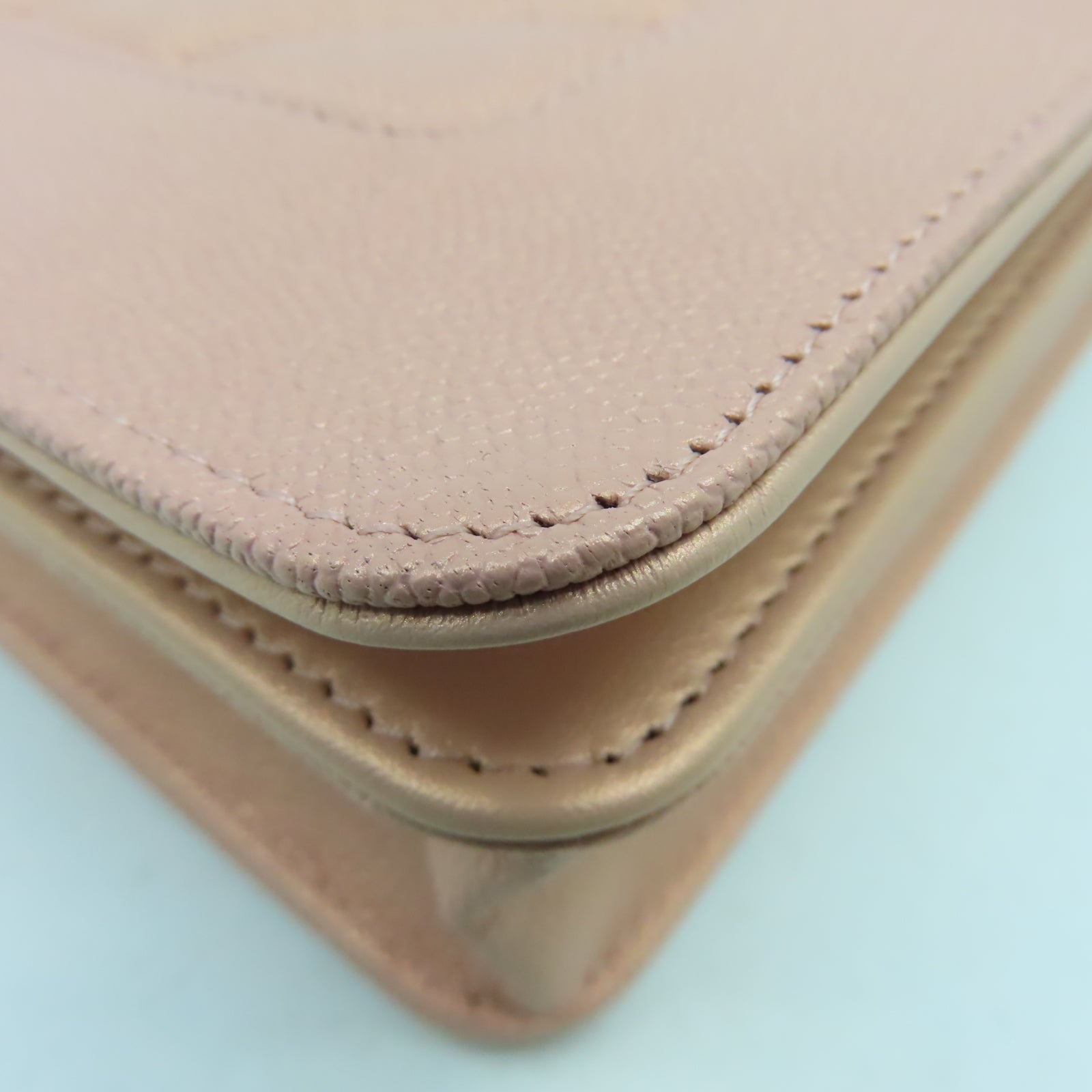 CHANEL 【激減優惠】斜紋牛皮皮革Boy Wallet On Chain銀扣鏈帶肩背袋粉紅色