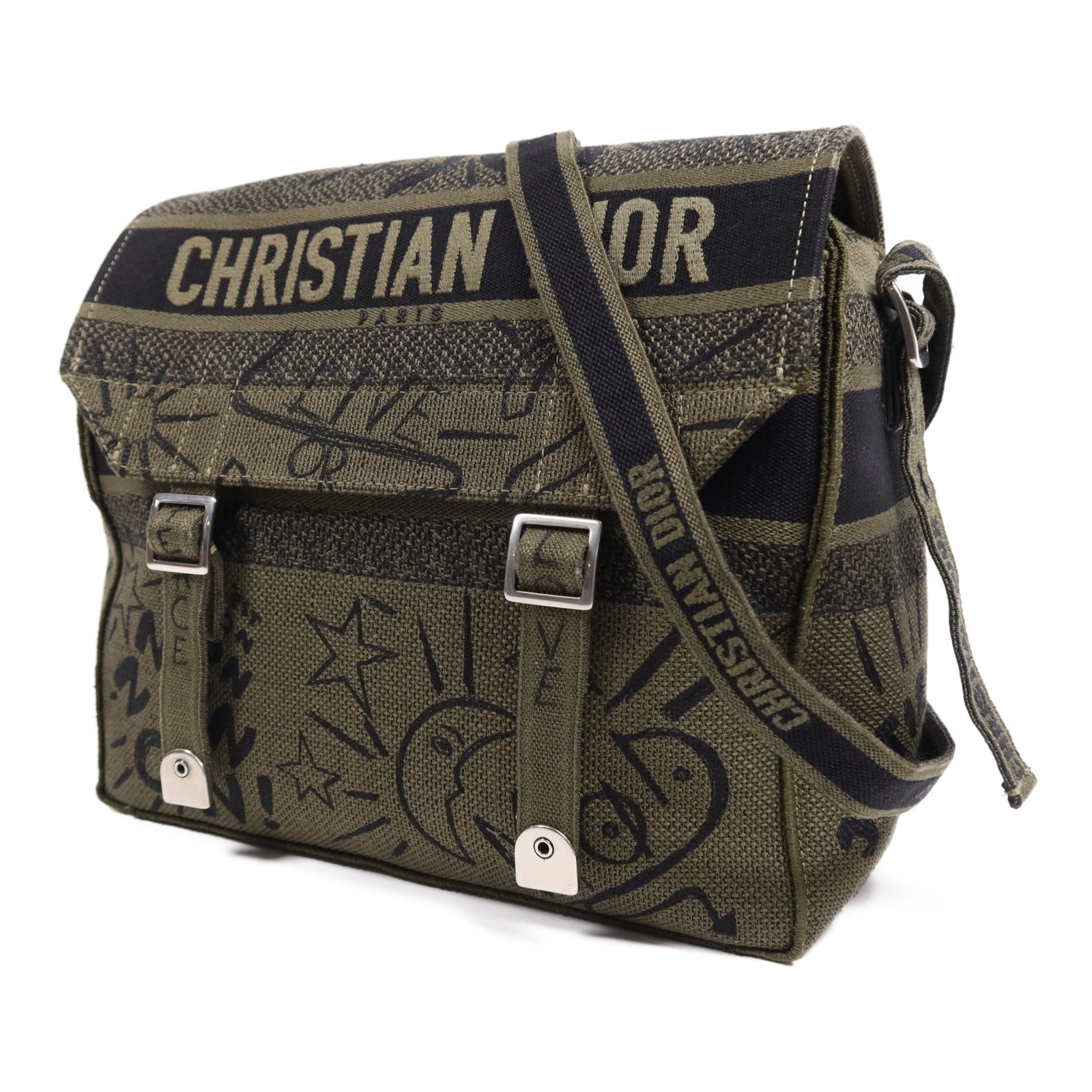 Dior 帆布Dior Camp銀扣肩背袋