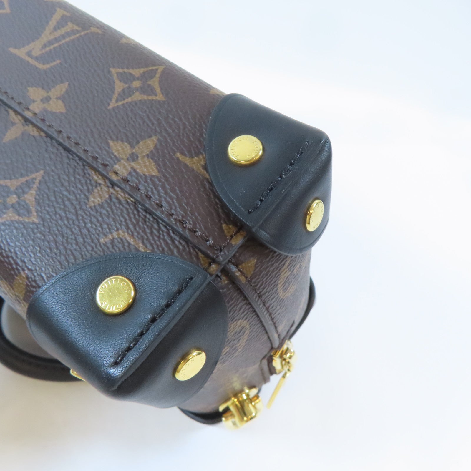 LOUIS VUITTON Monogram Petite Malle Souple金扣手挽肩背兩用袋棕色/黑色